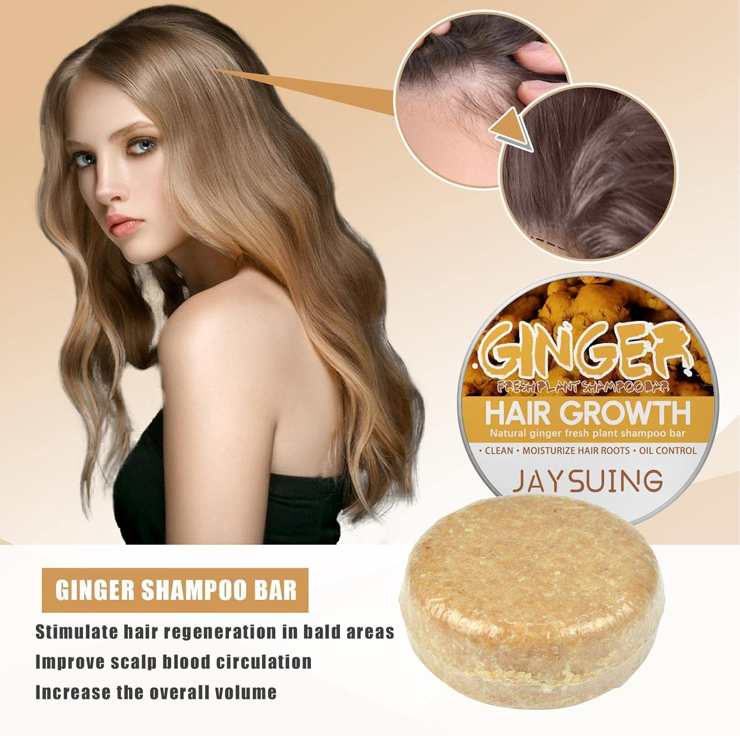 2 Soap Ginger for Hair,Hair Growth Shampoo Bar | Ginger Hair Growth Shampoo Bar Ginger Shampoo Soap Ginger Shampoo Bar Soap for Promotes Hair Growth Seta-Au - Shampoo Soap image number 7