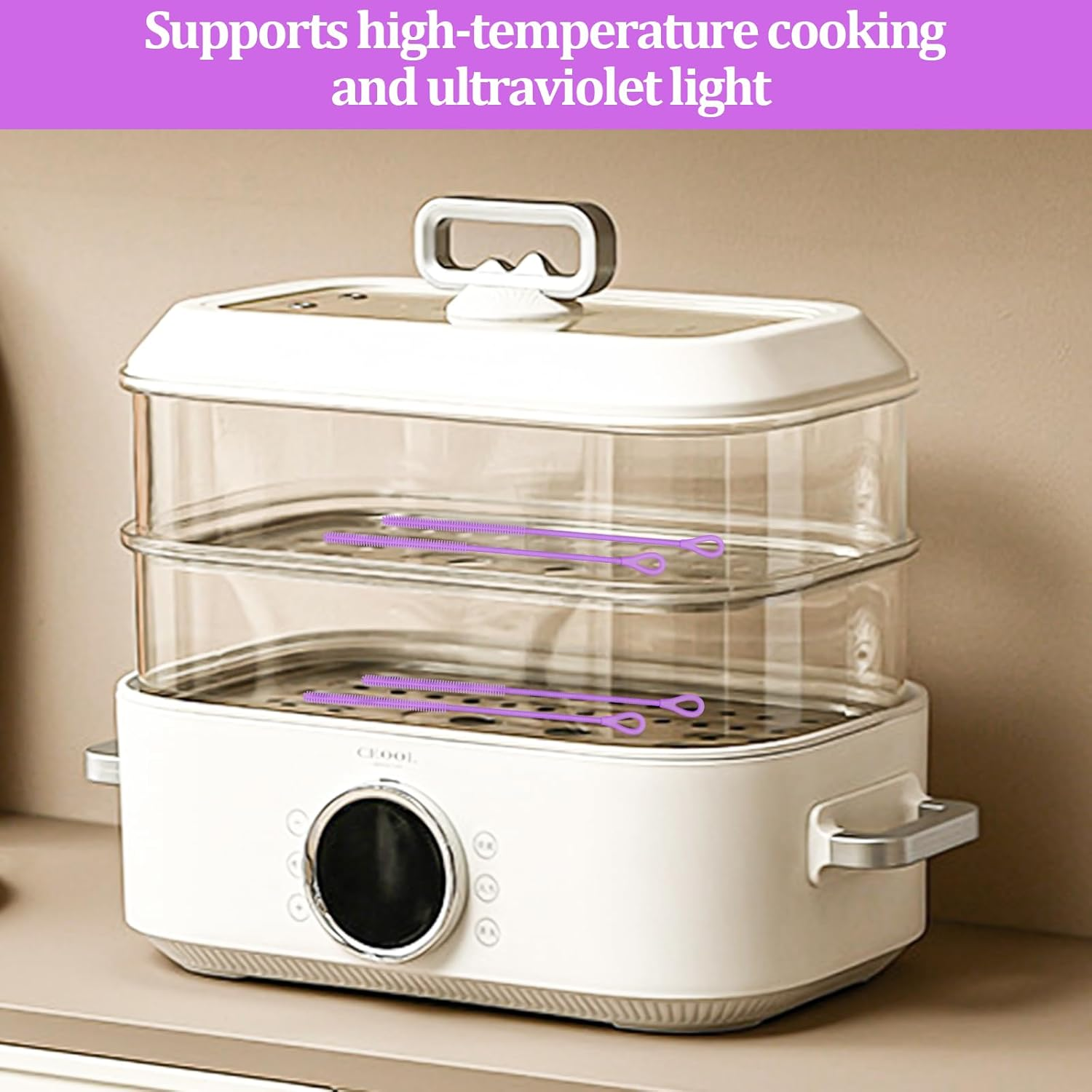 Silicone Straw Cleaner Brush, 2Pcs Straw Cleaner Brush Extra Long, Straw Brush Bristles Cleaner Brush for Cleaning Stanley, Metal Glass Straws, Drink Lid (Purple) - Black image number 7