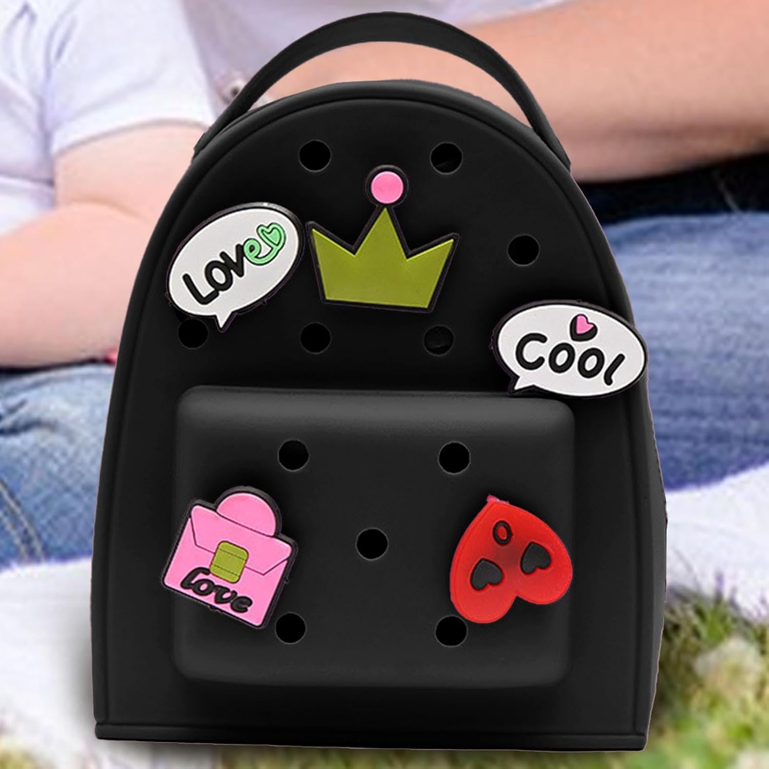 Cute Silicone Jelly Backpack - Waterproof Jelly Backpack with Charm Cute Silicone Backpack | Adjustable Backpack Purse Cartoon Lightweight Travel Bag for Women - Blue image number 6