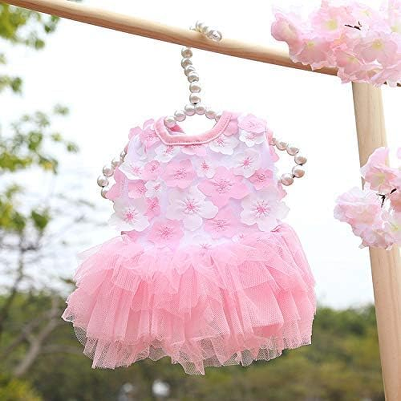 Dog Wedding Dress, Small Dog Dresses Female, Doggie Bridal Dresses, Birthday Dress, Girl Puppy Clothes, Christmas Outfits, Halloween Costumes for Dogs Teddy Yorkie Teacup (Pink, S) image number 3