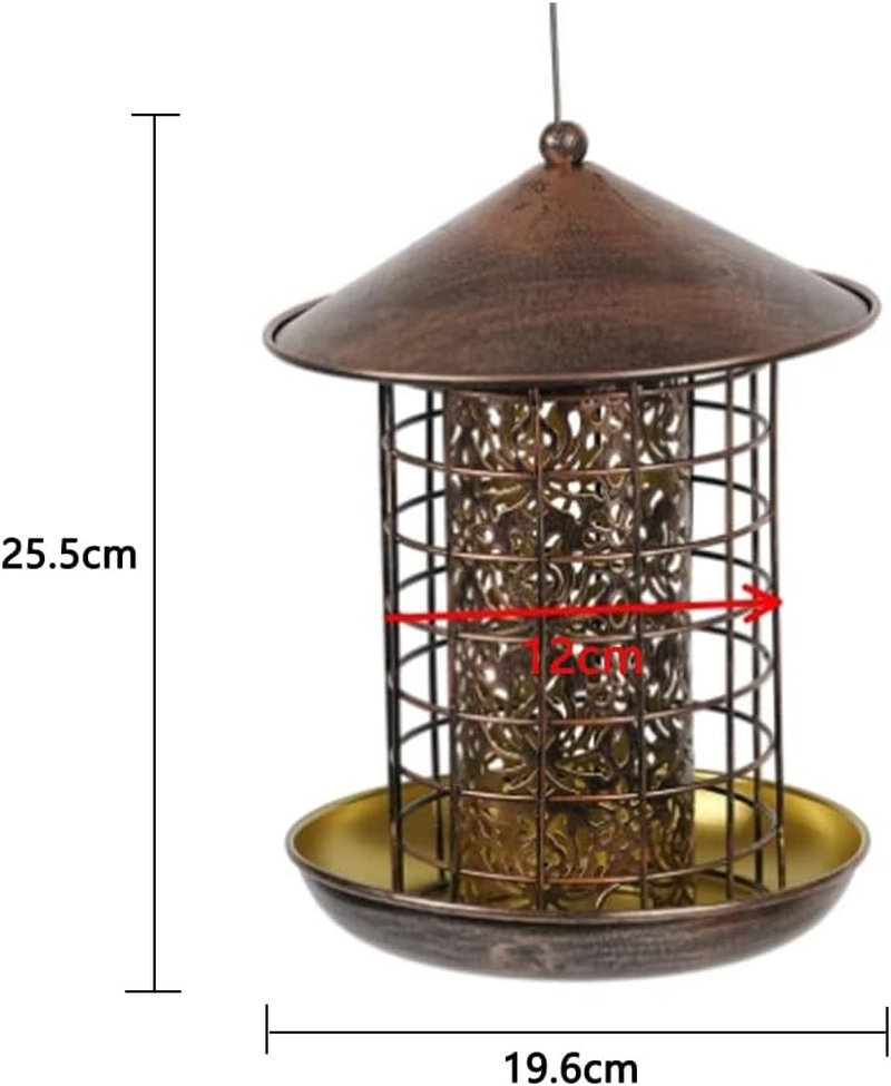 Outdoor Wild Bird Feeder, Cage Bird Feeder, Heavy Metal, Squirrel Proof, Garden and Courtyard Decoration, Woodgrain Finish Heavy Duty Mesh Metal Bird Feeder, Vintage Style with Unique Decorations image number 2