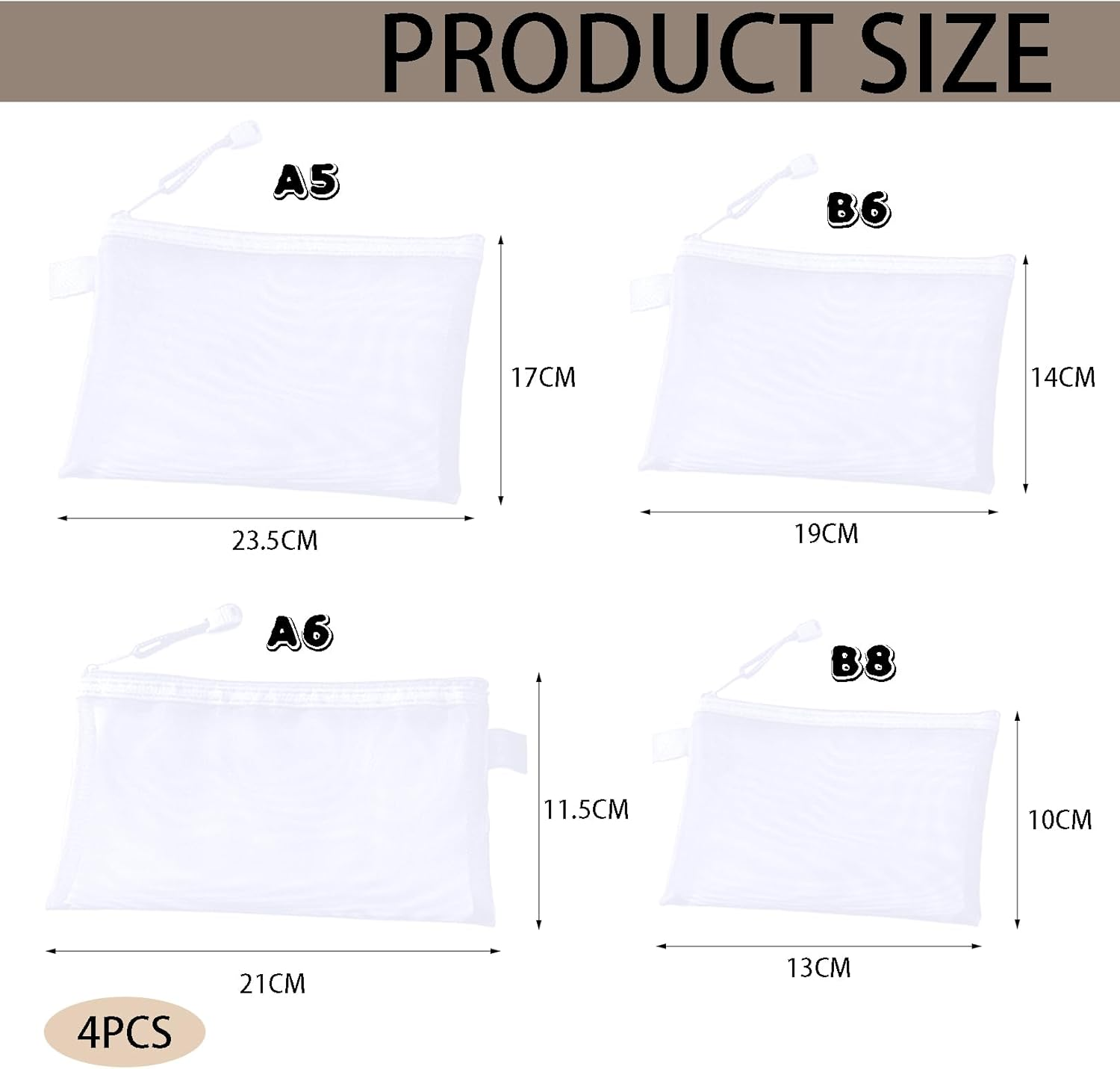 Set of 4 Small Cosmetic Bags, Bag Organiser, Small Cosmetic Bag for Handbag, Multifunctional Make-Up Bag, Small, Fashionable Make up Bag, Suitable for Men, Women, Outdoor Travel Use (White) image number 6