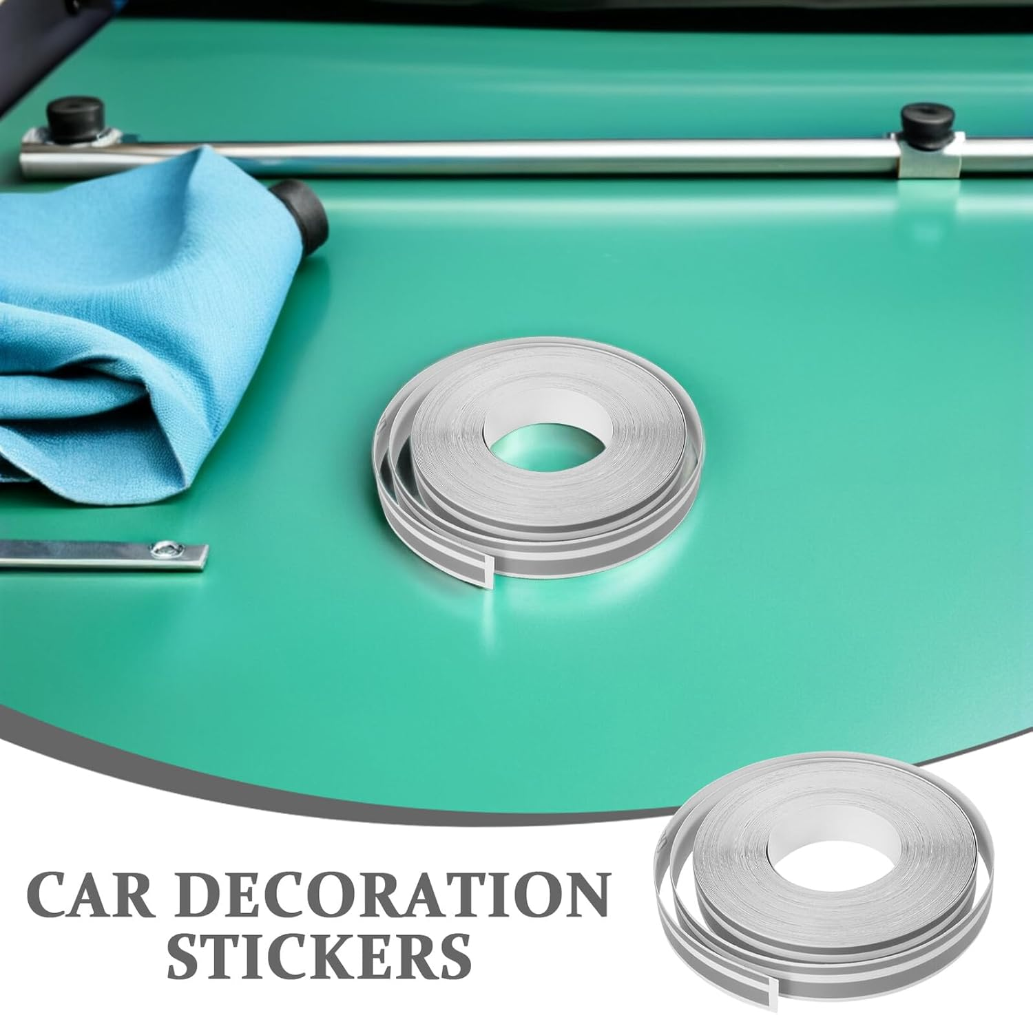 Anneome Decal Pinstripe for Cars Automotive Auto Pinstripe Tape Silver Color 980 * 1.2Cm Overlap Easy to Apply image number 3