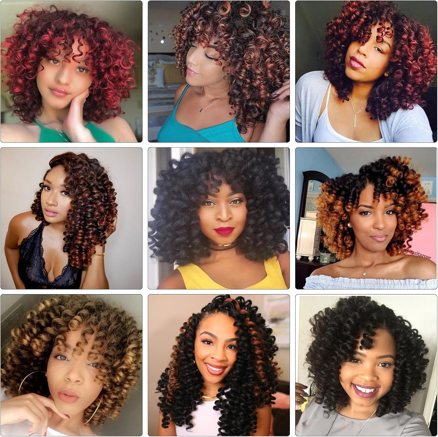 Roktress 6 Packs 8 Inch Jamaican Bounce Crochet Hair Jumpy Wand Curl Crochet Hair African Ombre Kanekalon Synthetic Crochet Braiding Hair Extensions for Black Women (8" 6Packs, 1B#) image number 6