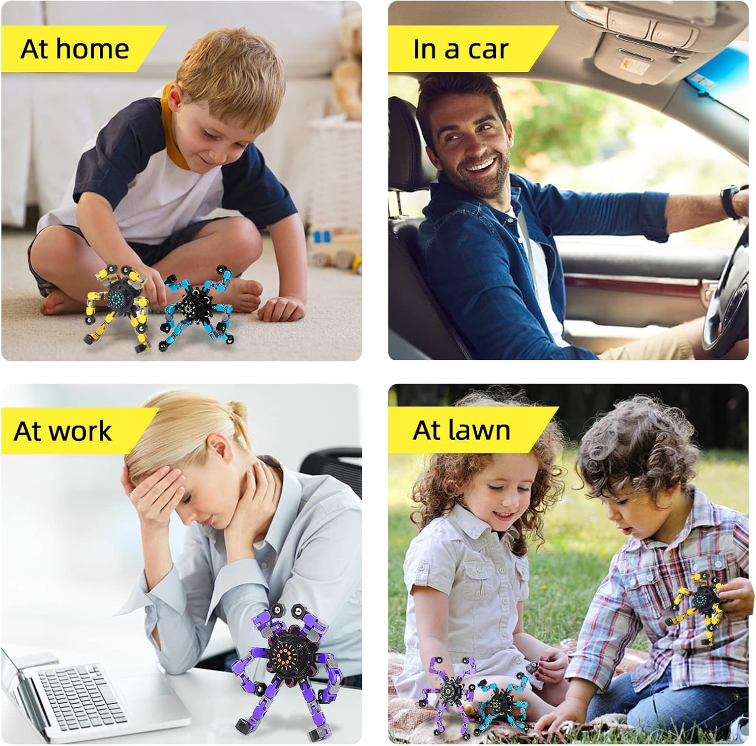 GLLBTPT 20Pcs Fidget Spinners Fingertip Gyros,Diy Deformable Robot Funny Sensory Fidget Toys,Stress Relief Creative Transformable Fingertip Gyro for Adults Kids Christmas Birthday Party image number 1