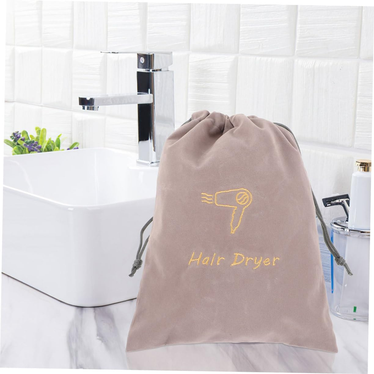 KAILIKETIY 2Pcs Keep Tidy the Hair Dryer Bag Fabric Drawstring Storage for Accessories