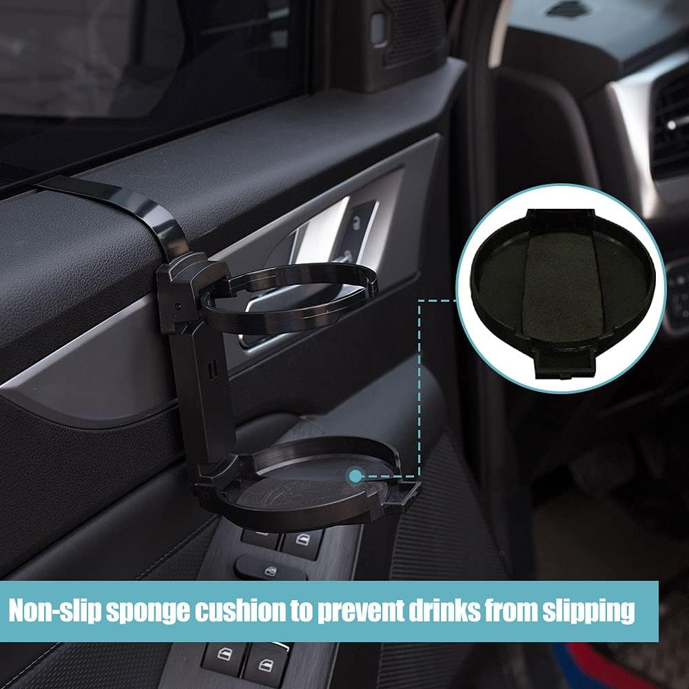 Car Cup Holder, Vehicle Door Cup Holder, Adjustable Folding Drink Holder for Truck Interior, Soda Cans, Water Bottles, Coffee image number 2