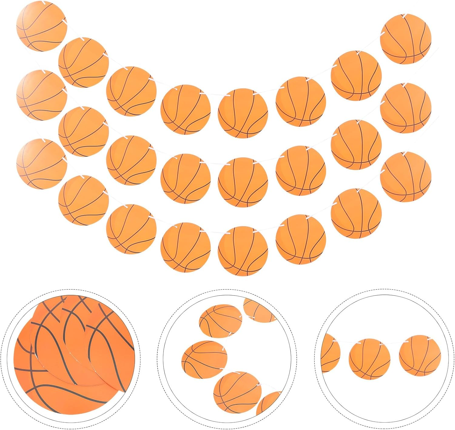 TOVINANNA Basketball Decorative Flag - 5Pcs Hanging Basketball Party Decorations for Birthday Sport Theme Banner Paper Garland for Kids Celebration image number 5