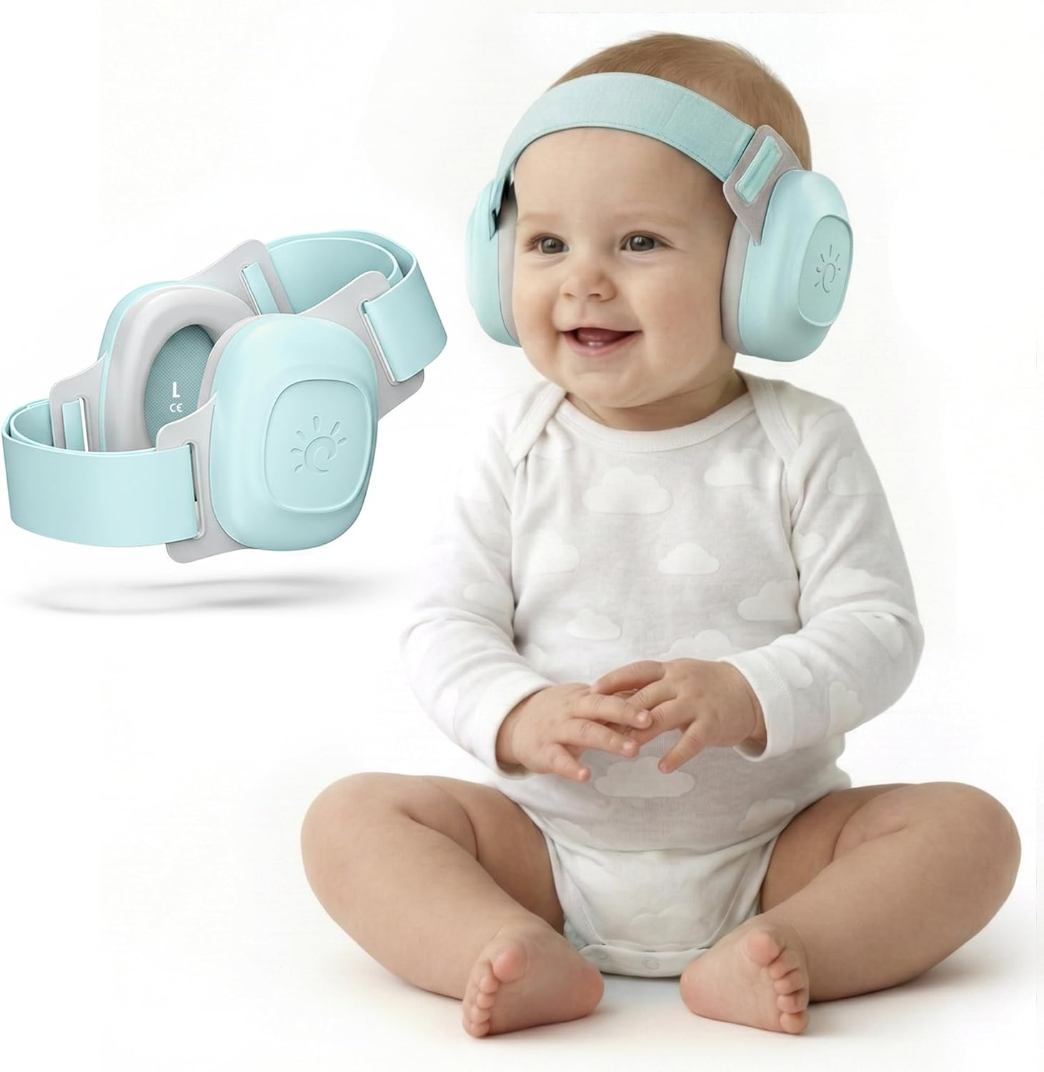 Rndeen Pro Baby Ear Muffs for Noise Protection 25Db Noise Reduction for Infants 0-48 Months CE & ANSI Certified Adjustable Ergonomic Ultrasoft Anti-Slip Safe Soothing Travel Sleep (Pink)