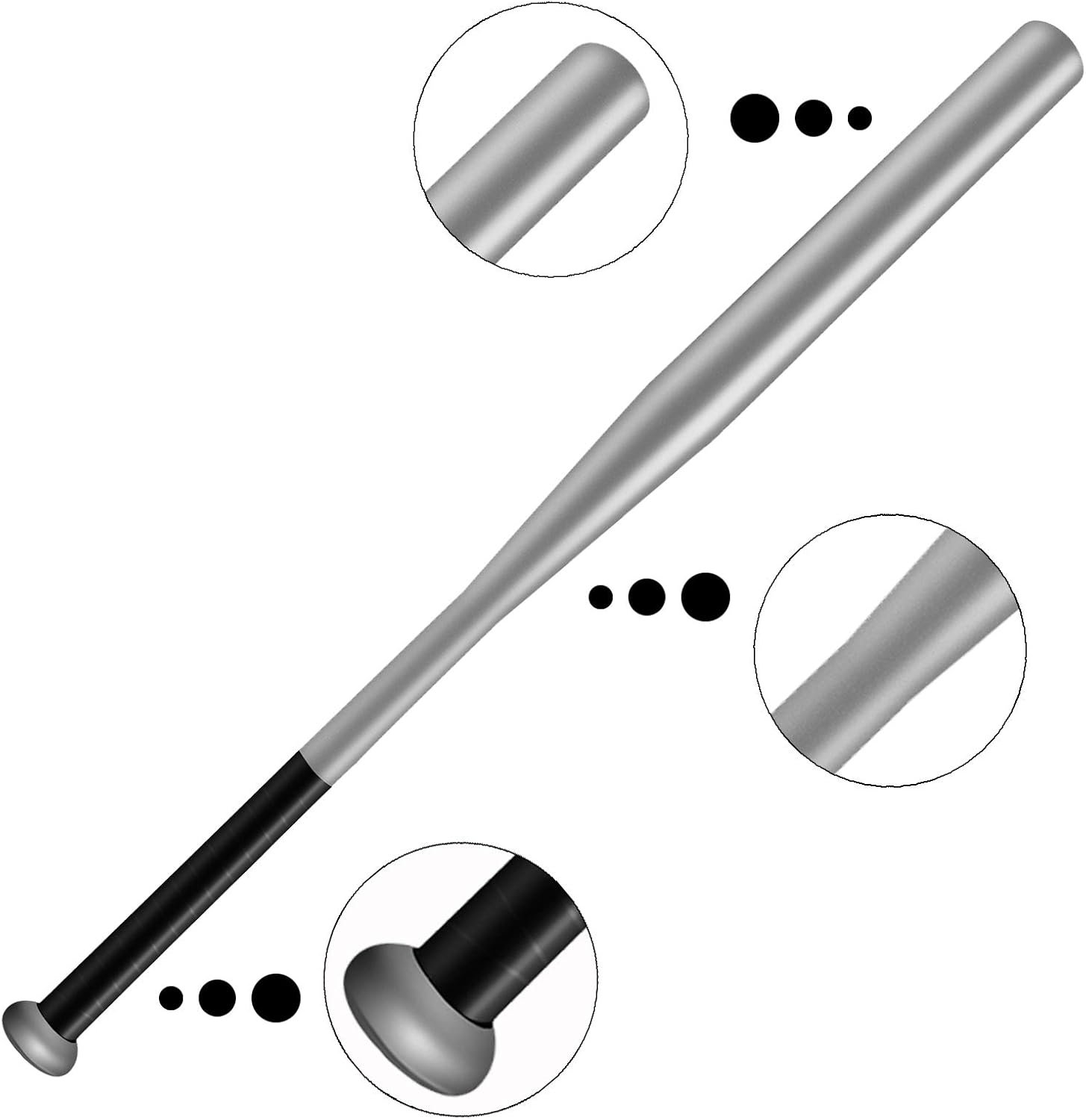 Tuggui 28 Inch Baseball Bat Steel with Carry Bag - Black,Silver image number 3