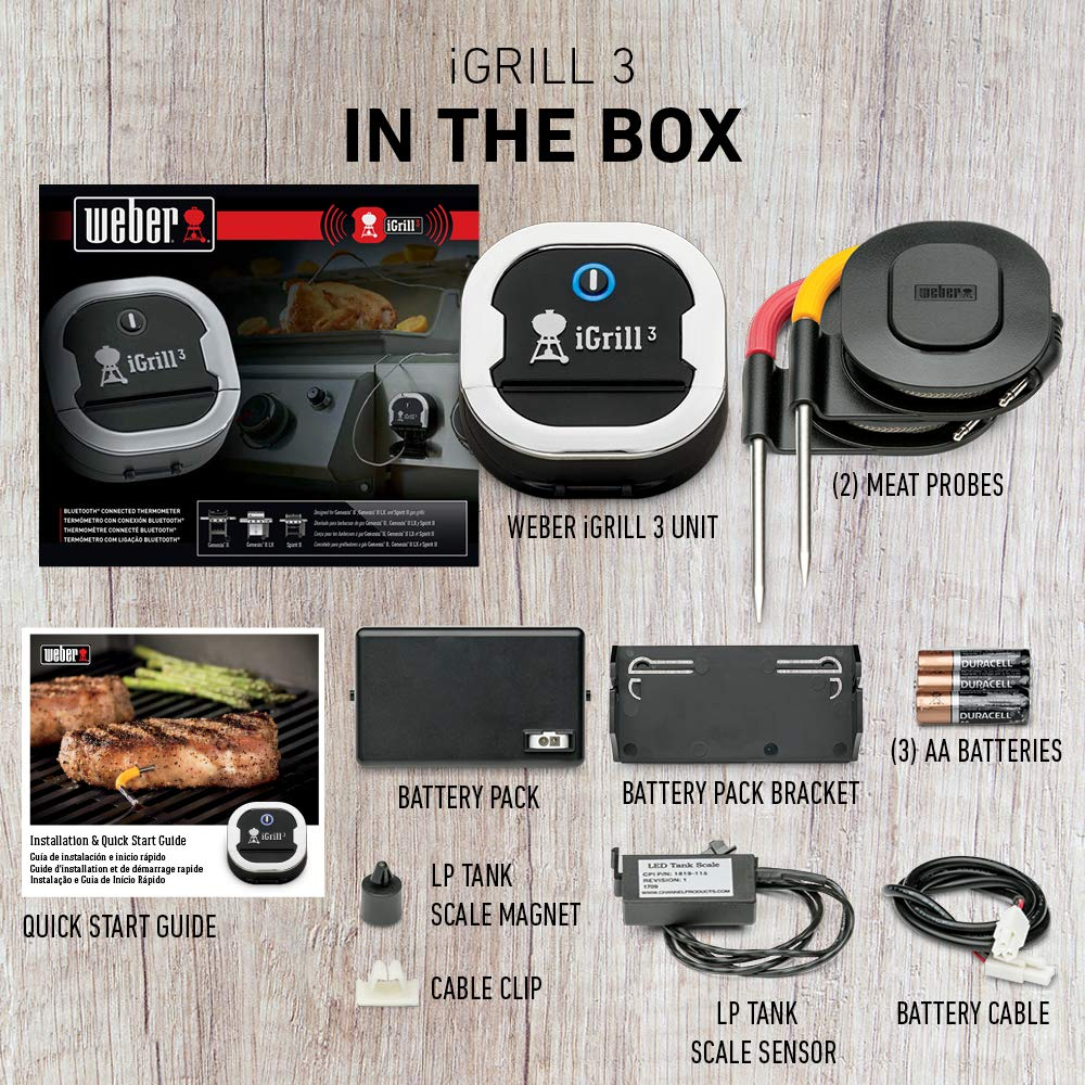 Weber Igrill 3 BBQ Digital Cooking Thermometer Heat Resistant Instant Read Thermometer for Your Weber Spirit or Genesis BBQ