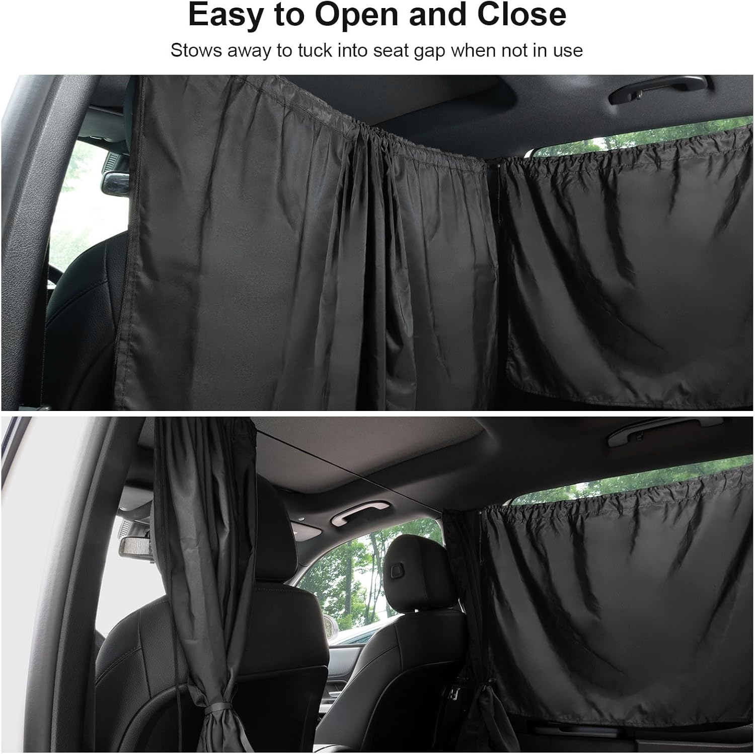Car Divider Curtain Sun Shade,Set of 3 Car Privacy Curtains 1 Rear Seat & 2 Side Windows,Detachable Car Front Rear Seat Privacy Divider Curtains for Baby Feeding Sleeping Camping Travel image number 1