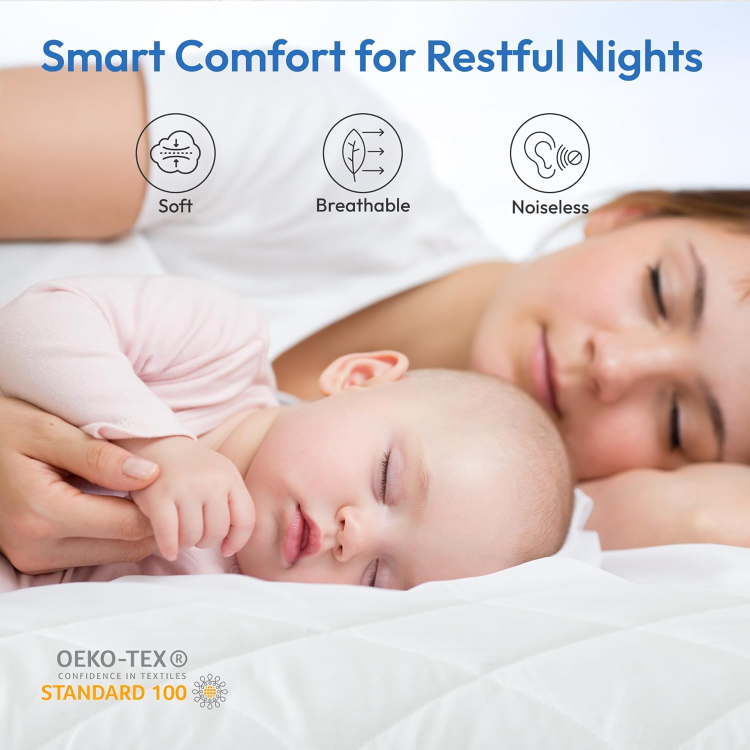 LINENOVA 100% Waterproof Cotton Mattress Protector - King Single, Soft Quilted Fitted Mattress Pad Cover - Hypoallergenic & Anti-Bacterial - Machine Washable - 40Cm Deep Pocket - 2 Pack image number 3