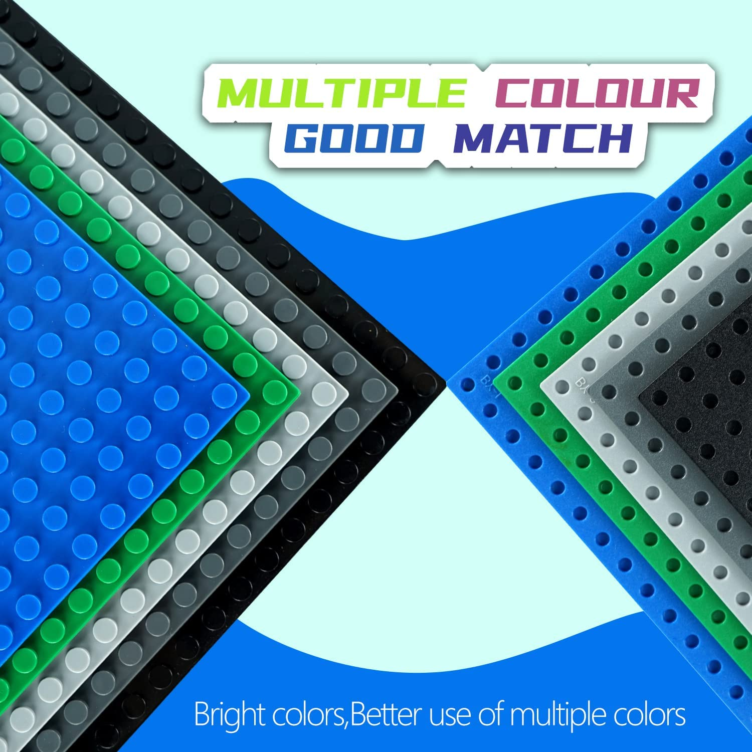 EKIND 4 PCS Classic 5" X 10" Building Baseplates, Compatible with Major Brands Toy Bricks, Encourage Logic & Creativity through Play, Ideal STEM Activities for Children (4 Color) - Dark Gray image number 7