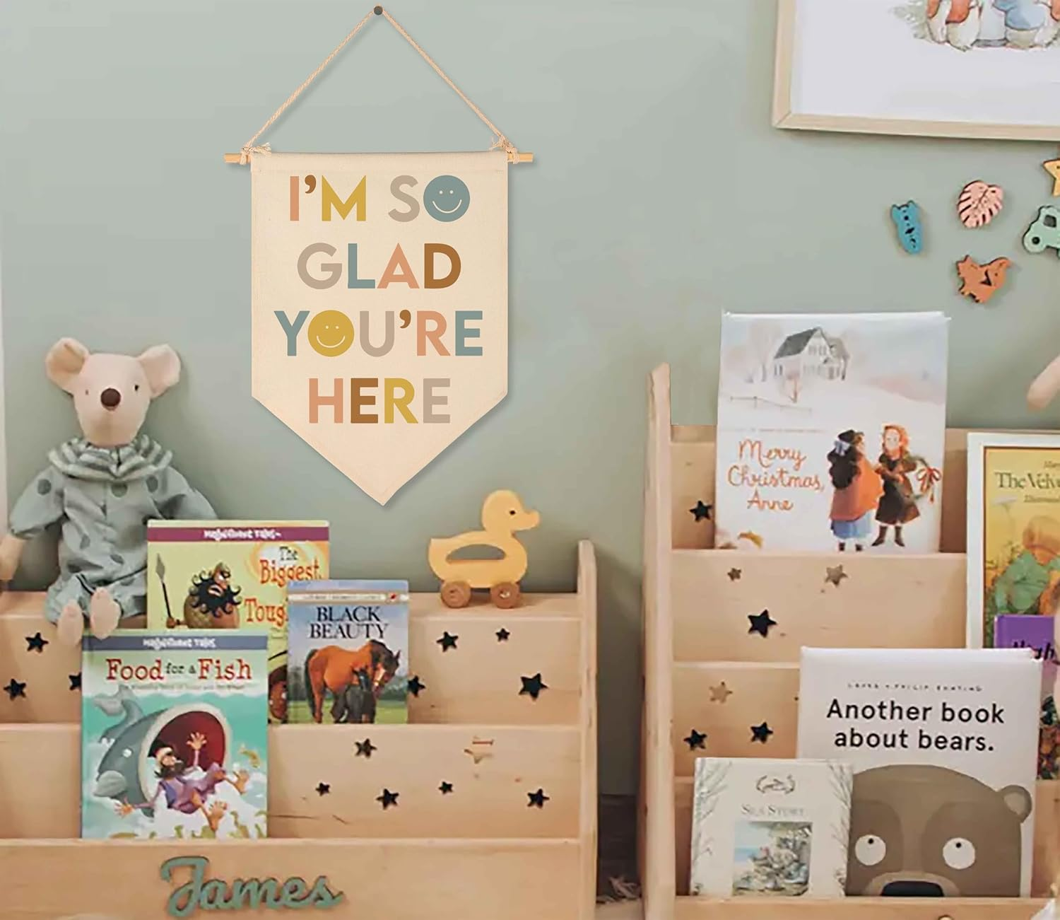 I'M so Glad You'Re Here-Classroom Decor-Inclusive Classroom Decor-Welcome Gift-Teacher Gift-Canvas Hanging Pennant Flag Banner Wall Sign Decor Gift-Birthday Christmas Gift image number 5