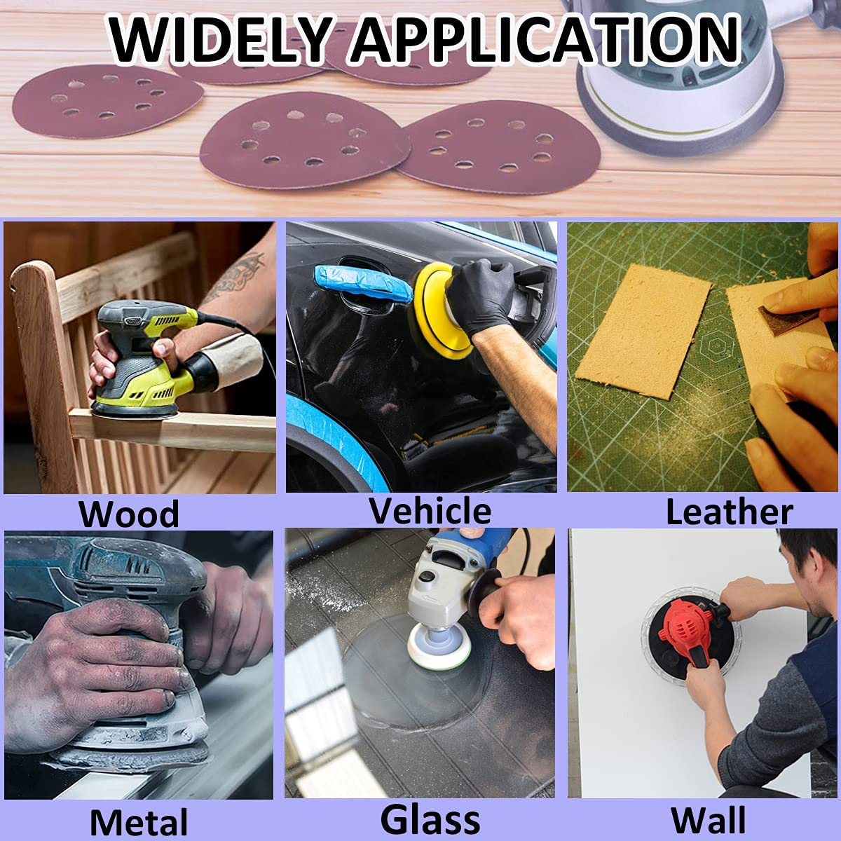 150Pcs Sandpaper Set, 5 Inch 8 Holes Sanding Discs 10 Different Grades Including 60 80 100 120 150 180 240 320 400 600 Grits for Random Orbital Sander image number 5