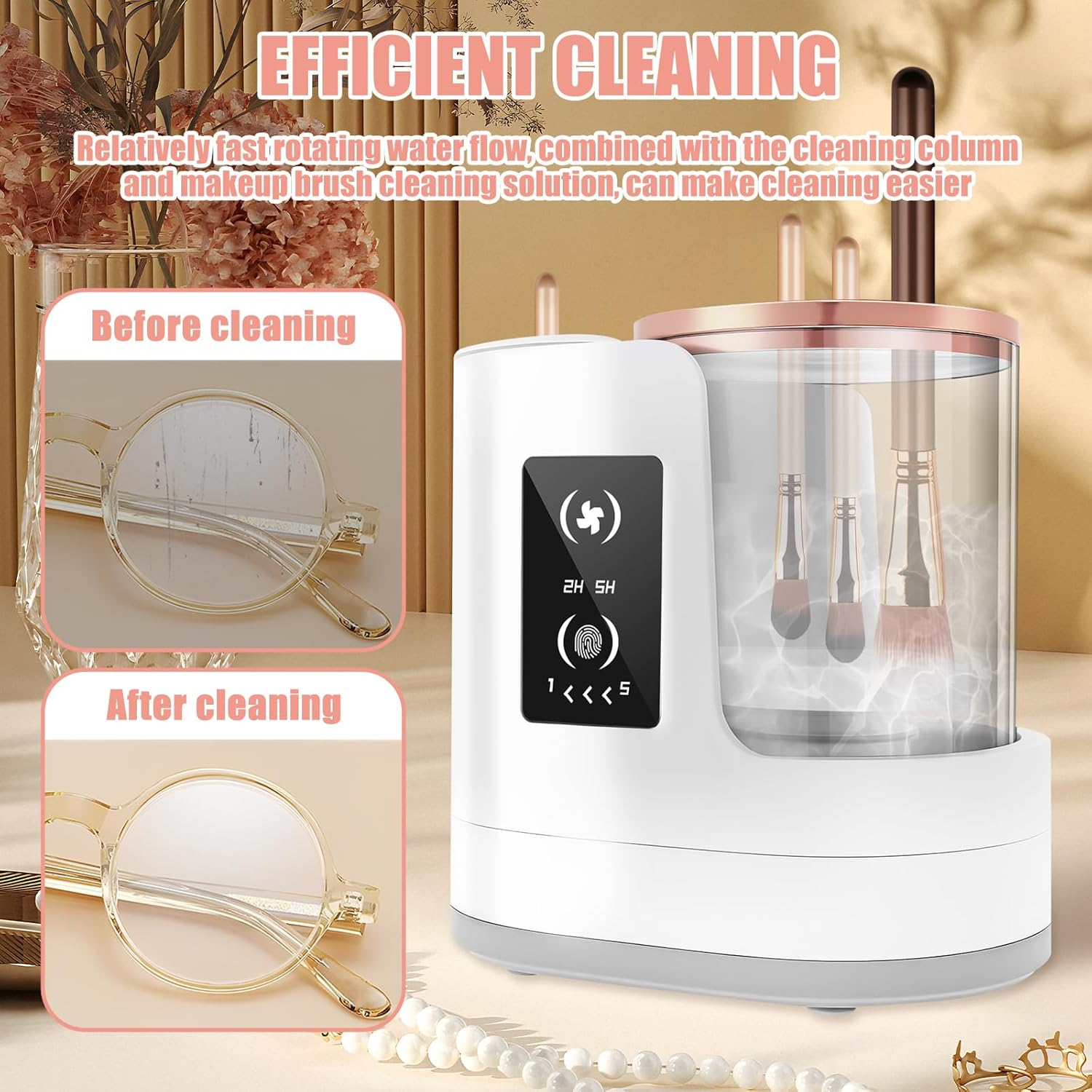 Makeup Brush Cleaner Machine Smart Time Saving Cosmetic Brushes Cleaner Tool High Efficient Electric Makeup Brushes Cleaning Safe Make up Brush Cleaning Machine for Women image number 5