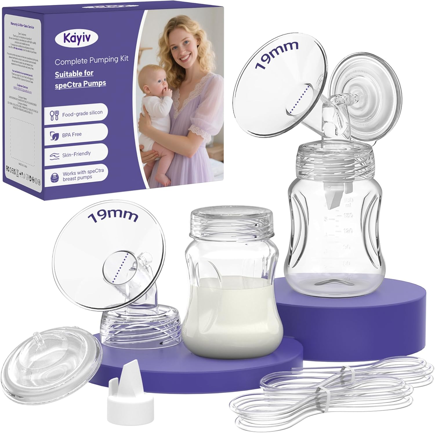 Spectra Replacement Pump Parts Compatible with Spectra S2 S1 Replacement Kit for Pump Parts 19Mm Flange Duckbill Valve Tube Bottle Backflow Protector, Not Original S2 S1 Accessories image number 1