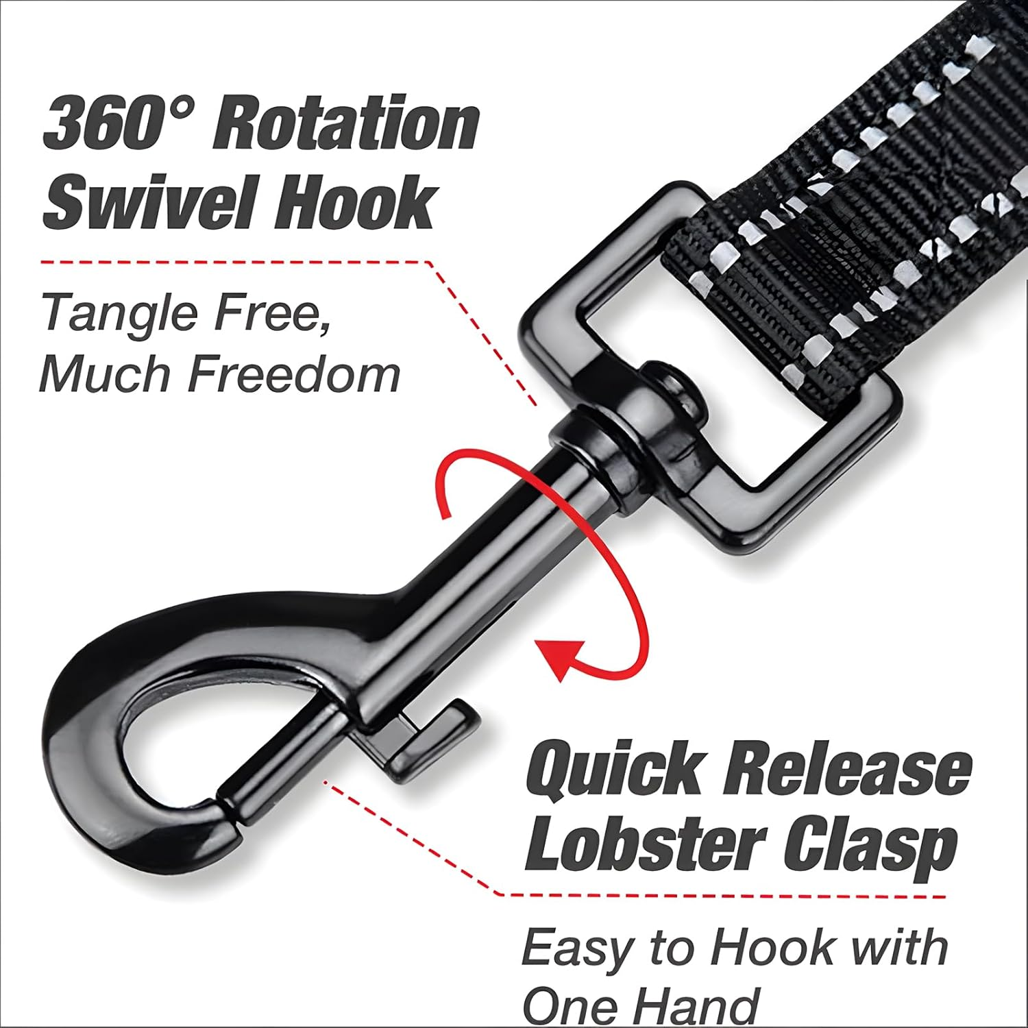 Dog Lead, Heavy Duty Dog Leash,1.5M X2.5CM Reflective Nylon Lead with Padded Handle, Dog Leash with D-Ring and Anti-Entanglement 360&deg; Rotating Hook for Small Medium and Large Dogs (Blue, 1.5 Meter) image number 5