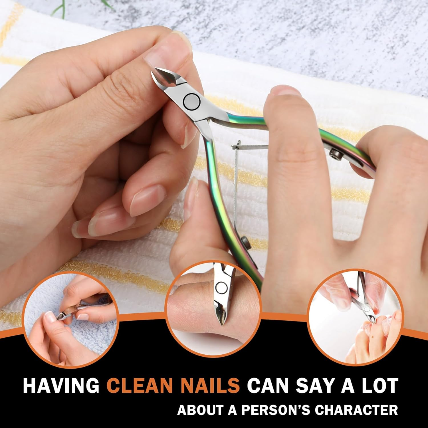 BEZOX Cuticle Clippers Rainbow Nail Cuticle Nipper, Stainless Steel Cutical Cutter Cuticle Remover Trimmers, Professional Manicure & Pedicure Tool - 7Mm Jaw - Red image number 7