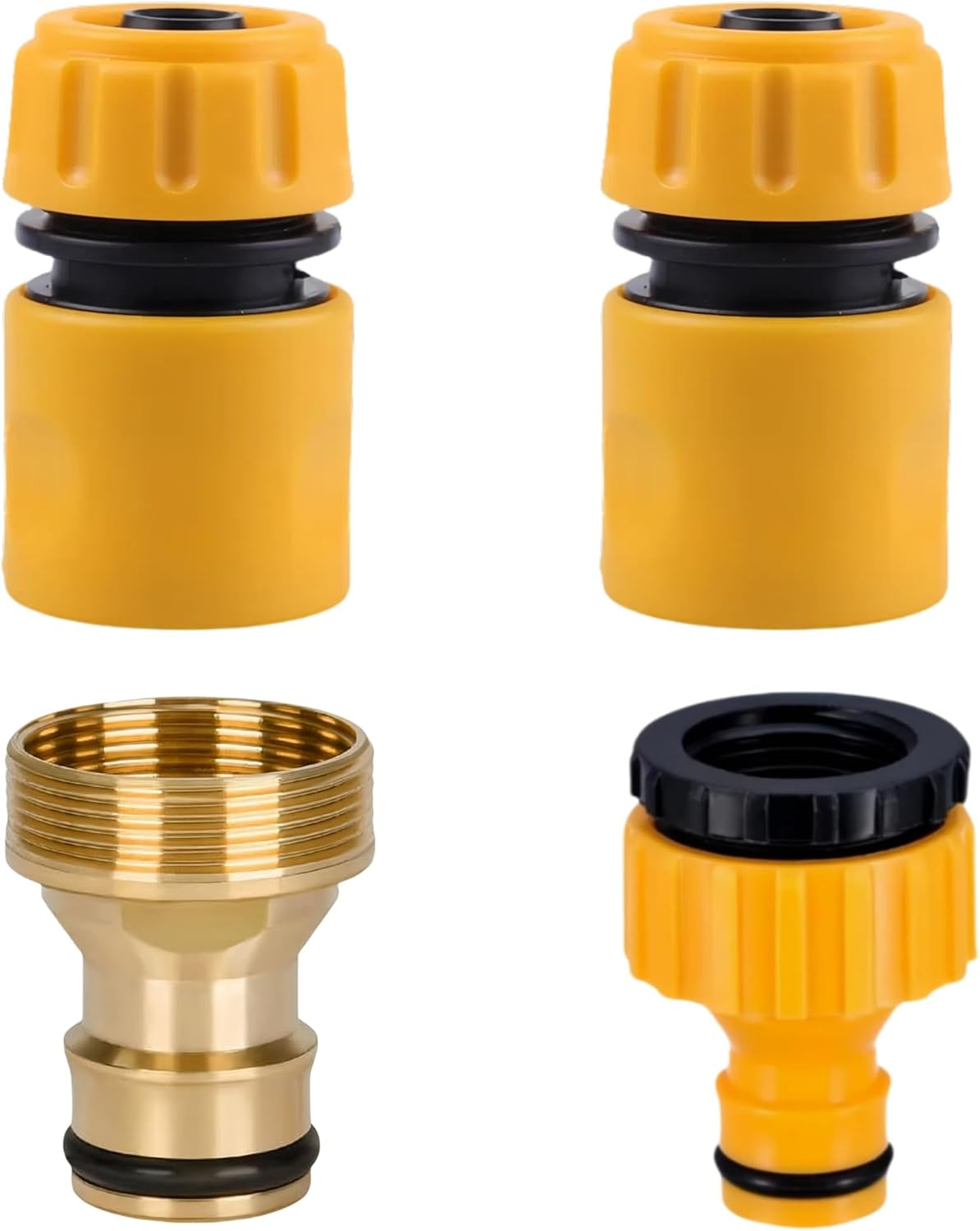 Garden Hose Connectors Set (Double Male Hose Connector（Yellow）)
