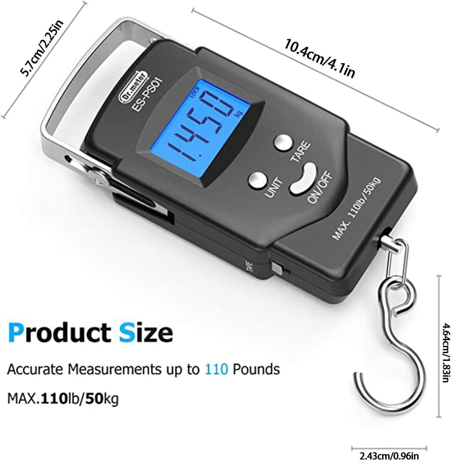 Hanging Scale | 110Lb Digital LCD Display Balance Fishing Scale,Fishing Scale, Electronic Balance Digital Fishing Postal Hanging Hook Scale with 2 AAA image number 5