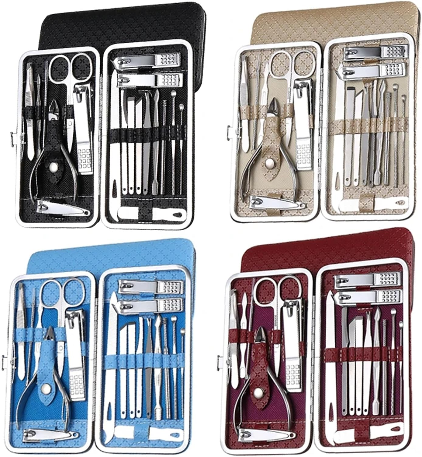 Tools 19Pcs/Set Manicure Kit Nail Clippers Set Stainless Steel Professional Grooming Kits Nail Care Tools with Luxurious Travel Case Professional(Gold) image number 5