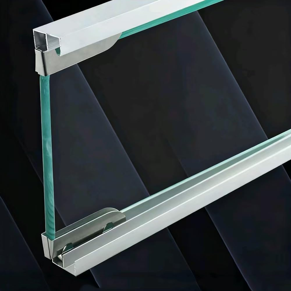 HJVLXYAFB Double Track Sliding Door Hardware Kit, Sliding Window Window Track, Aluminum Sliding Glass Door Track System for Wardrobe Closet Shower Cabinet(White,100Cm(39")) image number 3