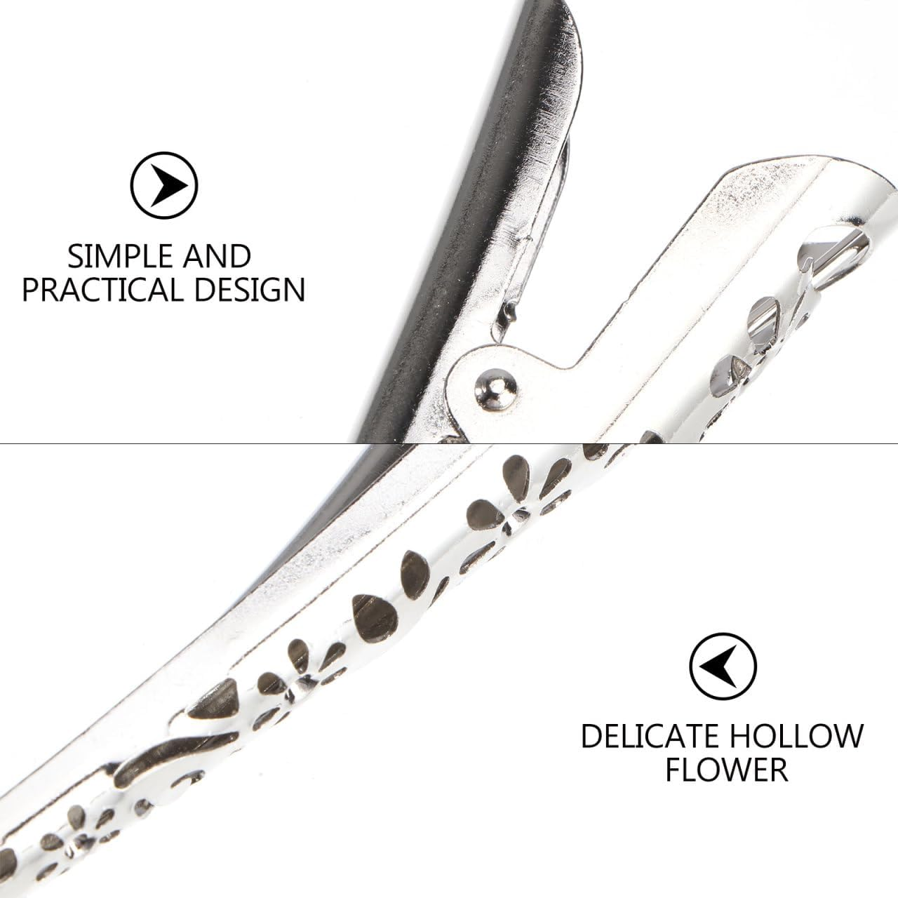 AUTSUPPL Pack of 4 Fashionable Alligator Hair Clips - Duckbill Hair Clip Made of Metal Silver Beak Hair Clip Large Crocodile Hair Clips Exclusive Hair Accessories for Women And image number 5