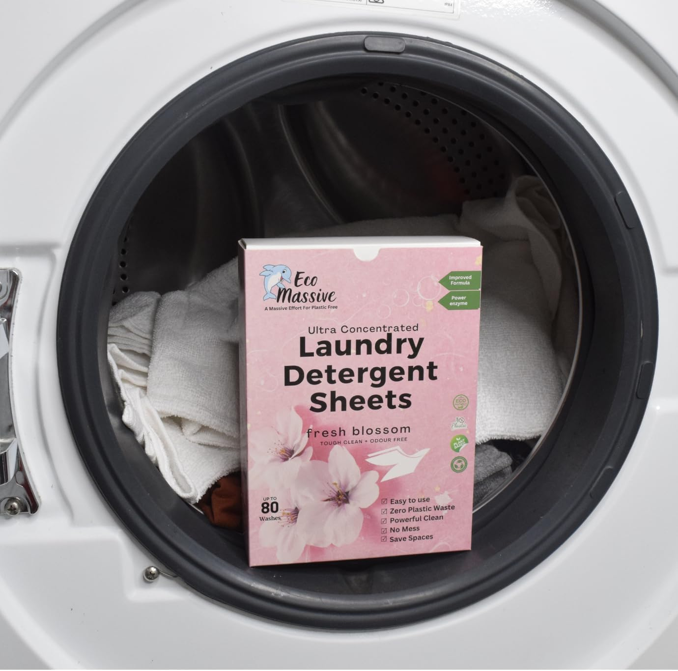 Eco Laundry Detergent Sheets, Ultra Concentrated & Fully Degradable Laundry Sheet Strips for Washing Clothes. Gentle Clean & Odour Free- 80 Loads, Fresh Blossom- ECO Massive image number 4
