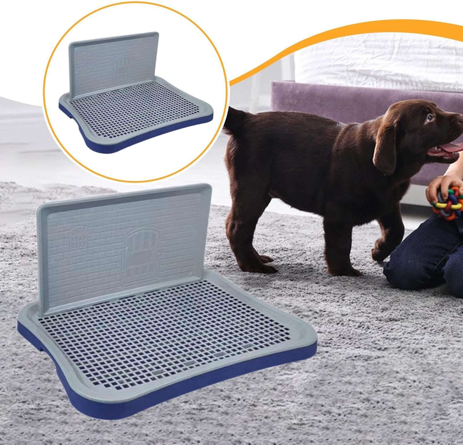Leefasy Dog Potty Tray Training Toilet Mesh Grids Removable Urinal Dog Litter Box Pee Pad Holder for Dogs Cats Puppy Hamster Rabbit, Dark Blue Gray - Navy Gray image number 7