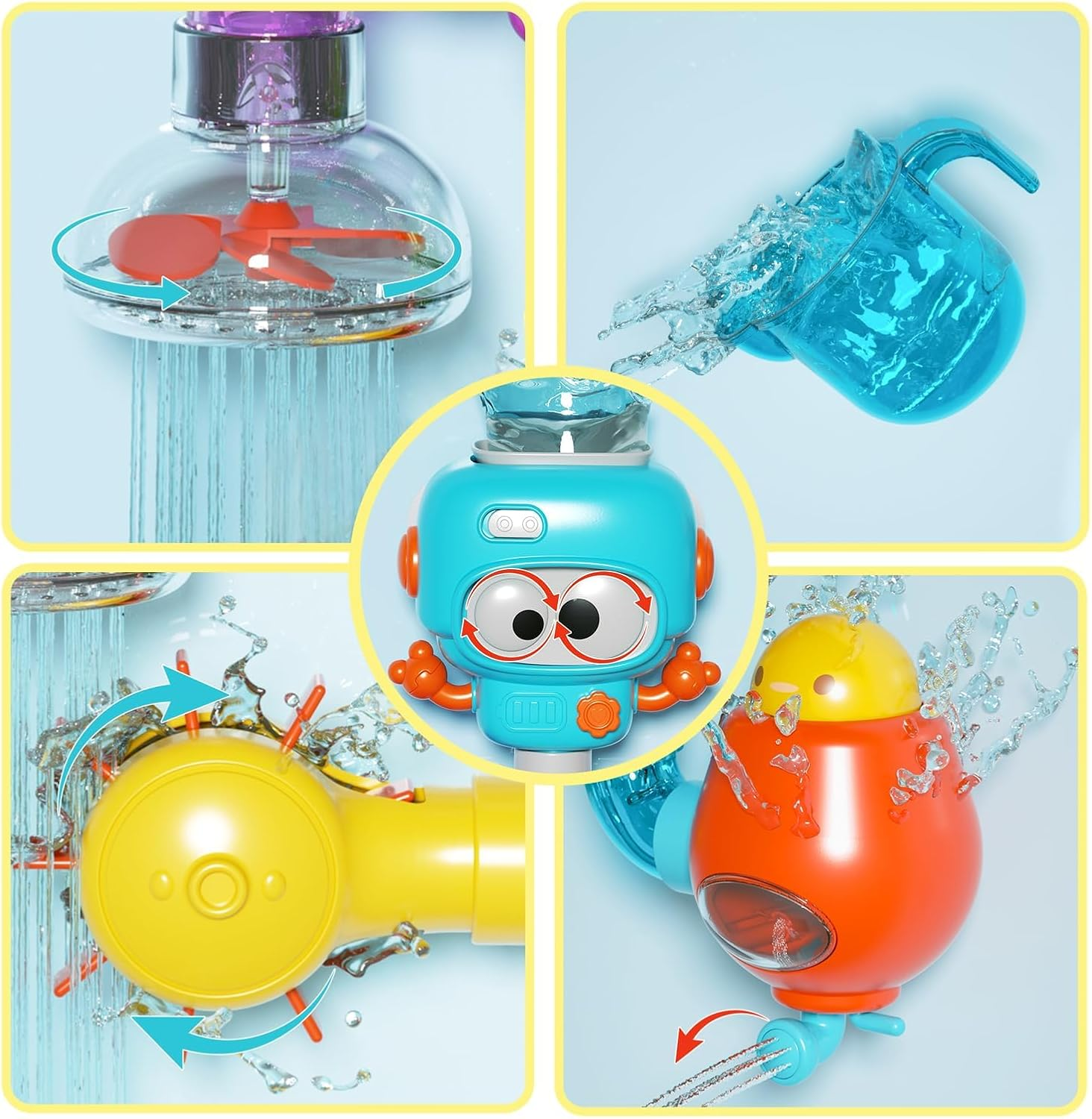 Bath Toys for Kids Ages 3-8, DIY Assembly Water Pipe Building Kit, Interactive Water Toy for Toddlers 3-8, Educational STEM Learning Boys and Girls image number 6