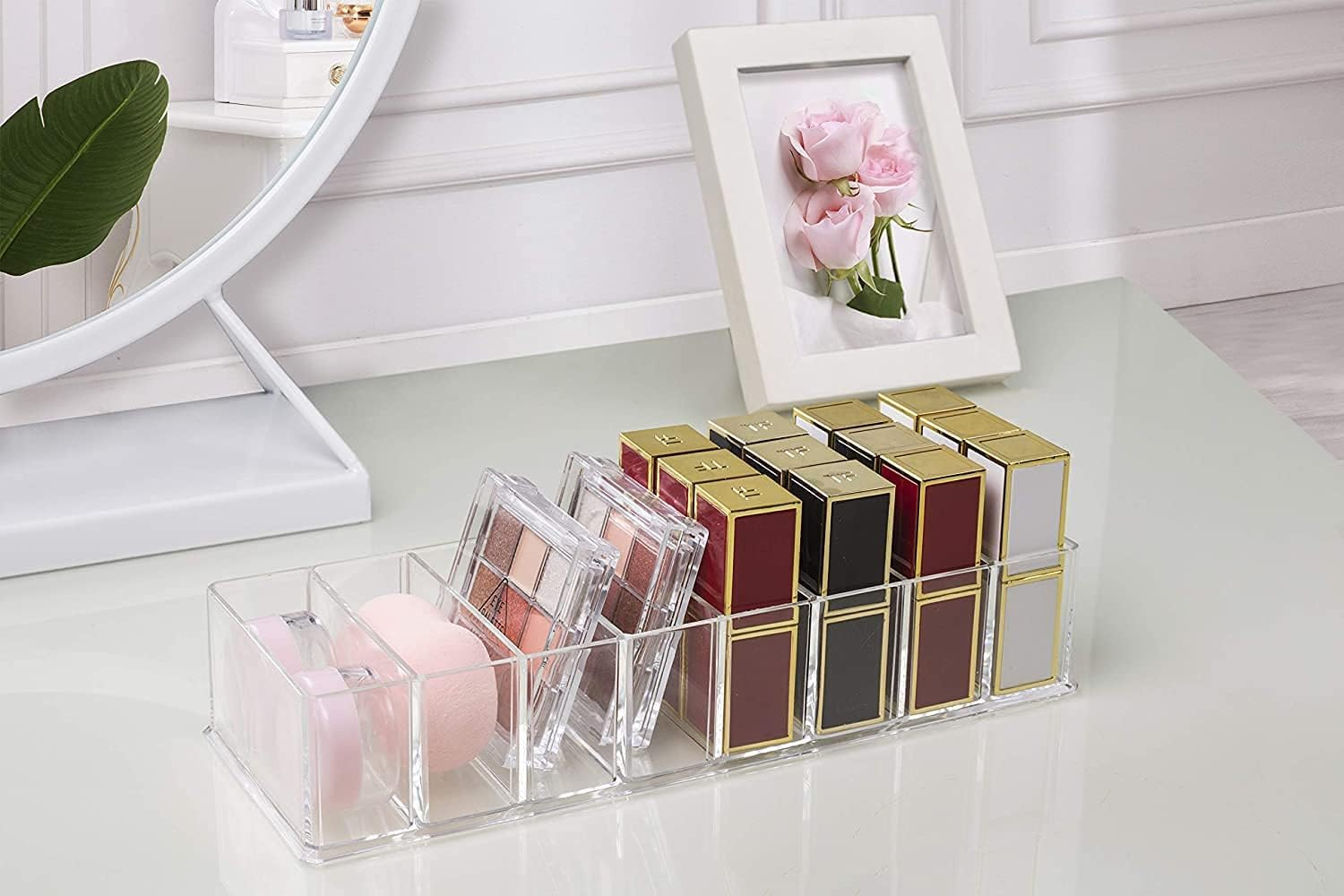 Grestar 2 Pack Detachable Makeup Organizer, 8 Compartments Acrylic Cosmetic Storage Jewelry Display Boxes, Clear Drawer Organizers Case for Dresser Vanity Bathroom Kitchen image number 6