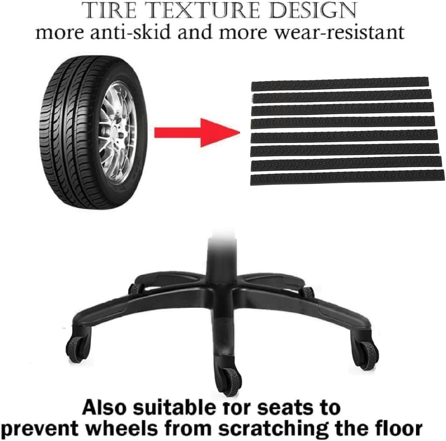 Suitcase Wheels Covers, Easy Installation Scratch Resistant Luggage Wheel Protectors Thick Tire Texture 8Pcs Noise Absorbing for Beach for Slope (Black) image number 2