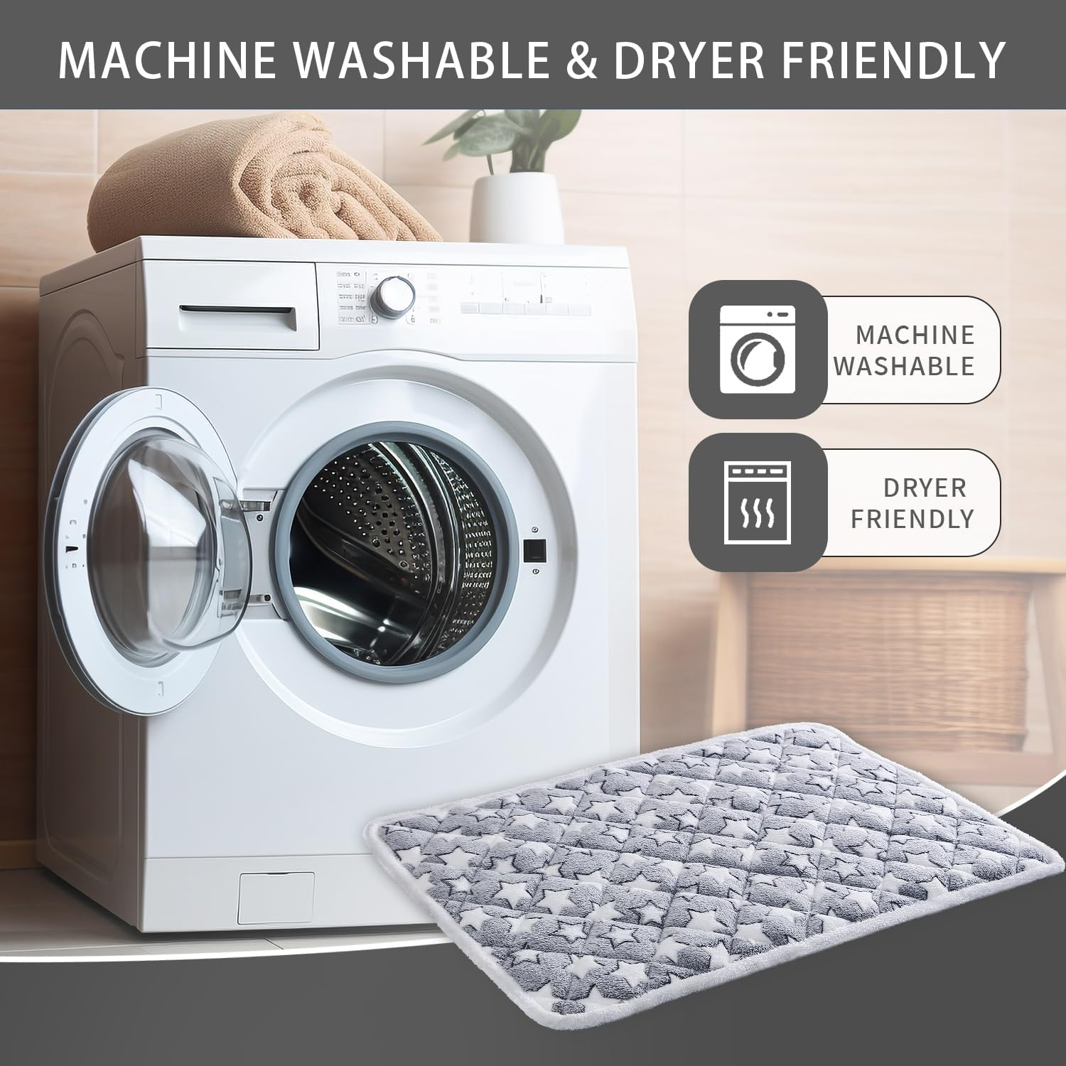 Moonxhome Soft Reversible Dog Bed Mat, Cat Mat - 60X90Cm, Short Plush Pet Mat, 2.5Cm Thick Thin Dog Mat, Dog Crate Pad for Medium Dogs, Machine Washable Ideal for 90Cm Dog Crates image number 5