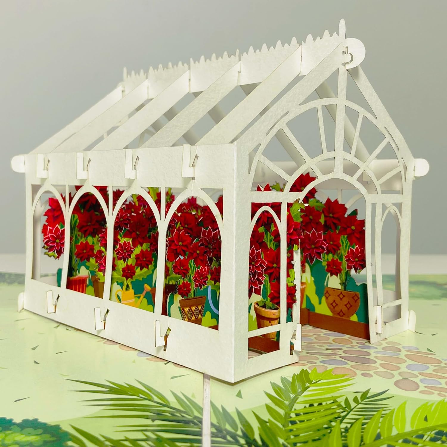 Birch Poinsettia 3D Pop up Birthday Cards Greeting Cards Laser Cut Greenhouse Flower Room for Mom Kids Friends Colleagues Lovers & All Occasions