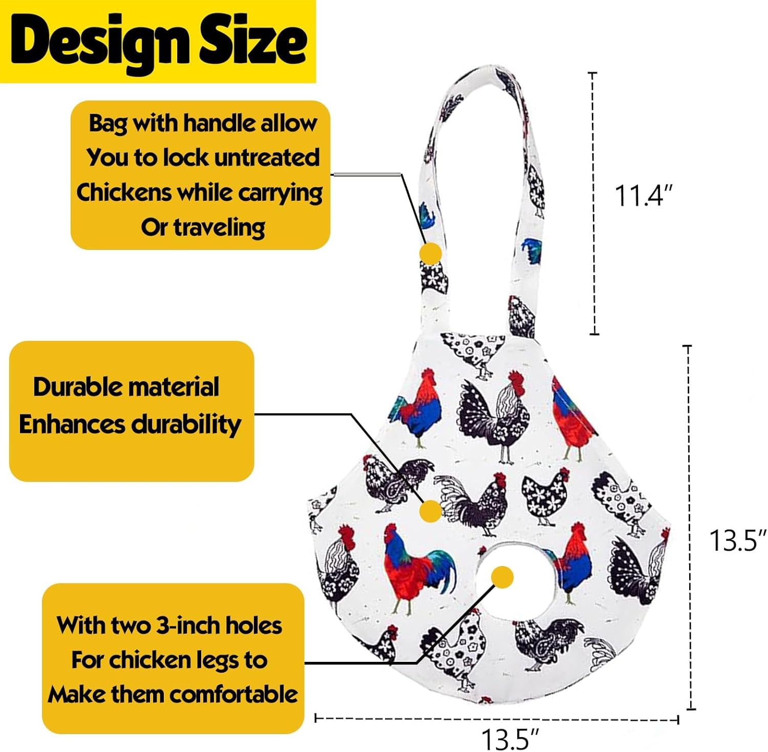 Chicken Holder Bag Chicken Medic Bag Chicken Carrier with Handle Chicken Supplies Catching Hand Bag for Hen Rooster Poultry Chicken Transport (White A) image number 4