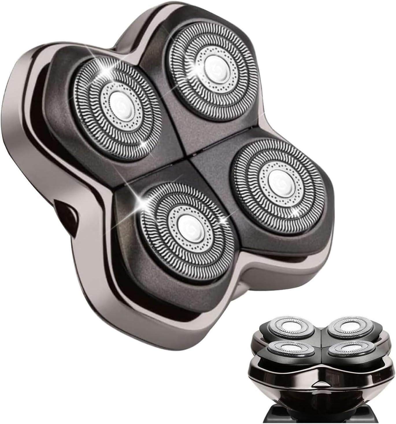 Shaver Replacement Heads &ndash; Universal Compatible Rotary Blade for Bald Head Shaver, Smooth Skin-Friendly Design, Wet & Dry Use, Easy to Install(Silver-1)