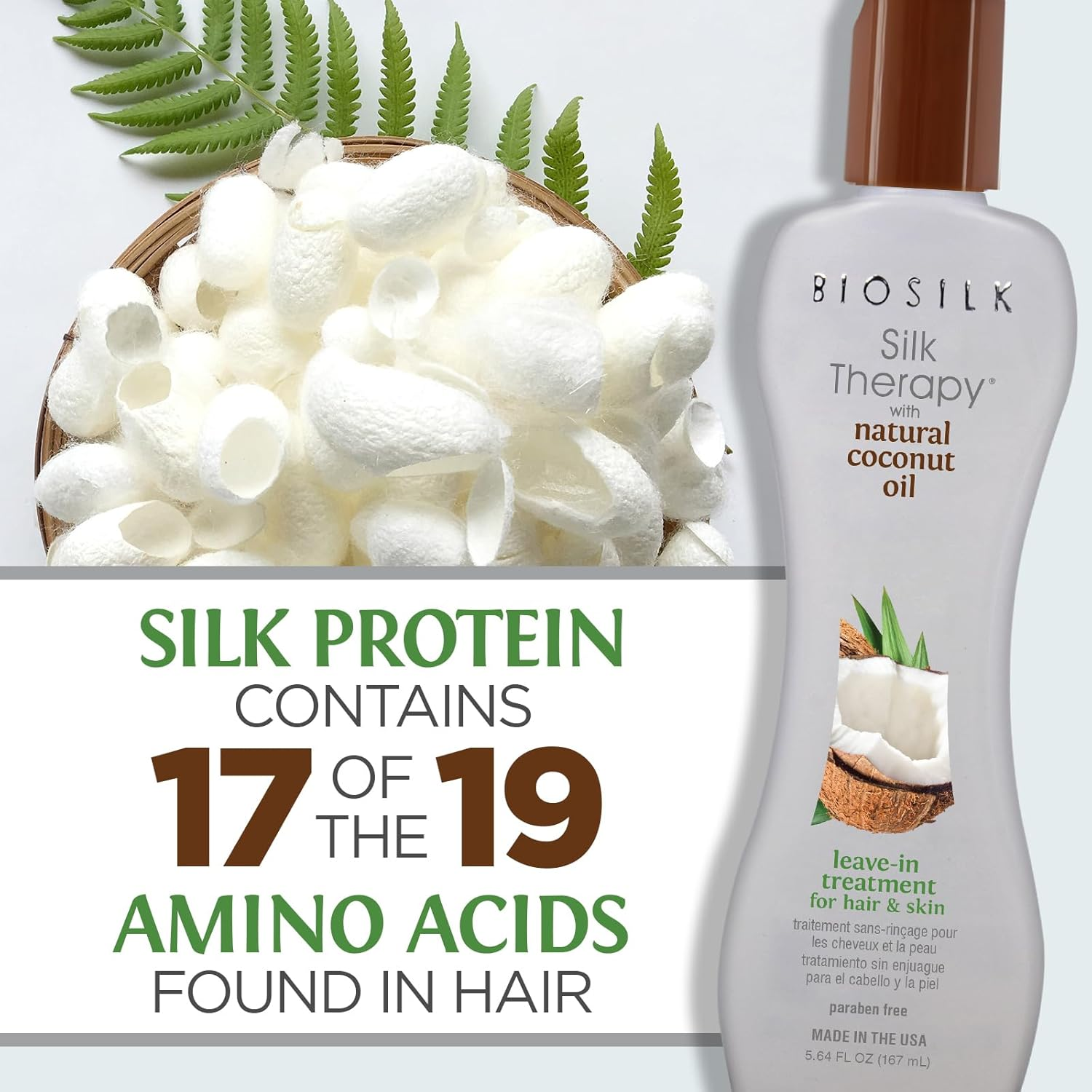 Biosilk Silk Therapy with Organic Coconut Oil Leave-In Treatment, 167 Ml, Standard (BSTOCH5)