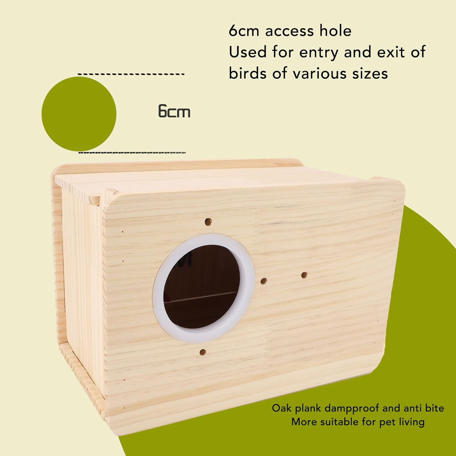 Oak Wood Parrot Nesting Box, Wooden Bird Mating House with Clear Viewing Window, Parakeet Nesting Bird Breeding Cage for Cockatiel Cockatoo Budgie Lovebirds image number 2