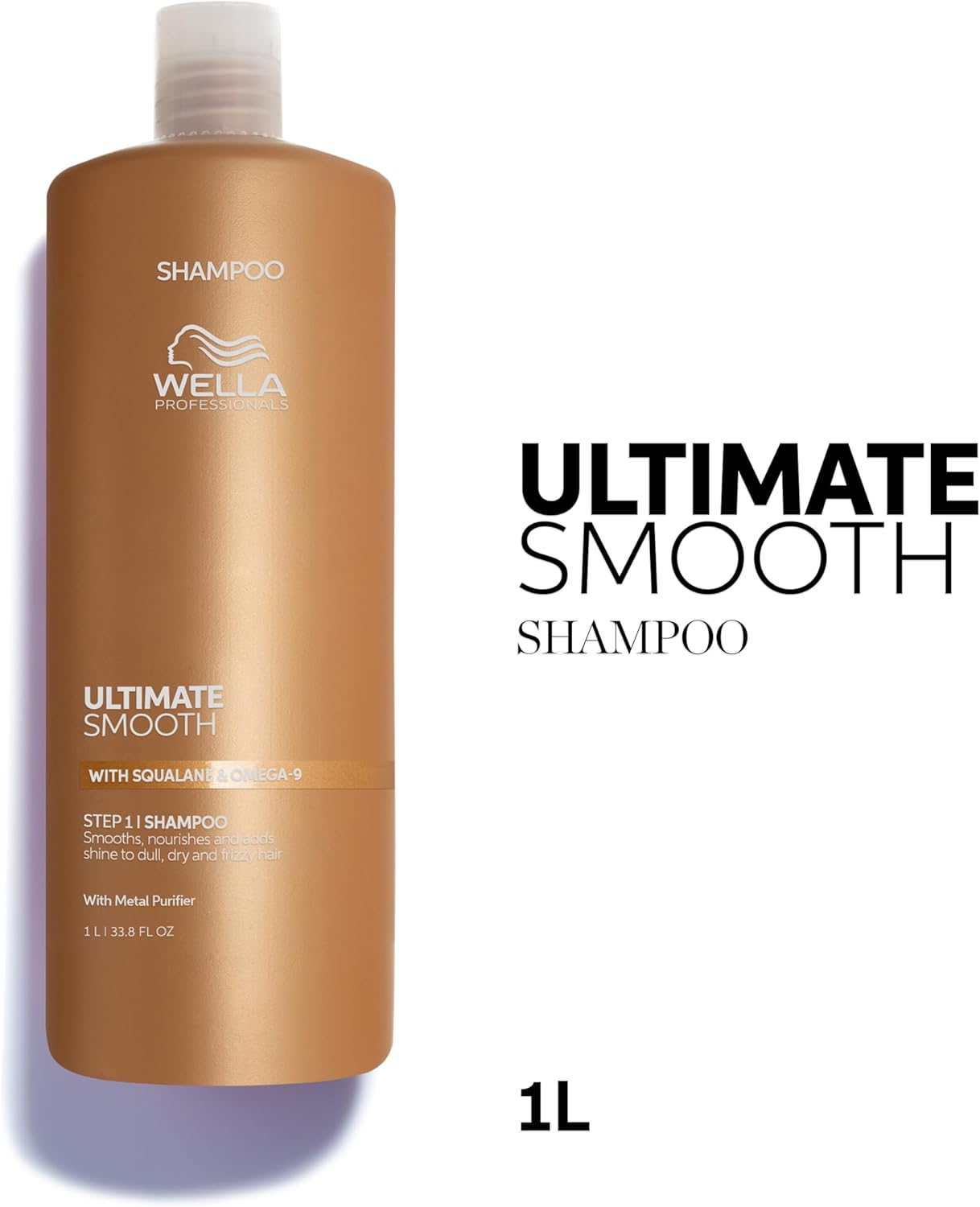 Wella Professionals ULTIMATE SMOOTH Shampoo - Nourishing Hair Shampoo with Squalane & Omega 9 - for Dry, Dull & Frizzy Hair (1L) image number 4
