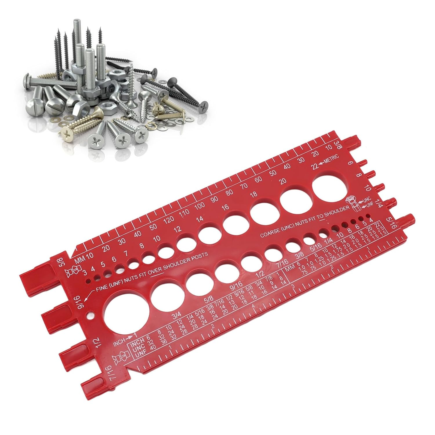 Nut Bolt Thread Gauge, Accurate Screw Bolt Nut Thread Measure Size Checker, Portable Bolt and Nut Identifier Gauge image number 3
