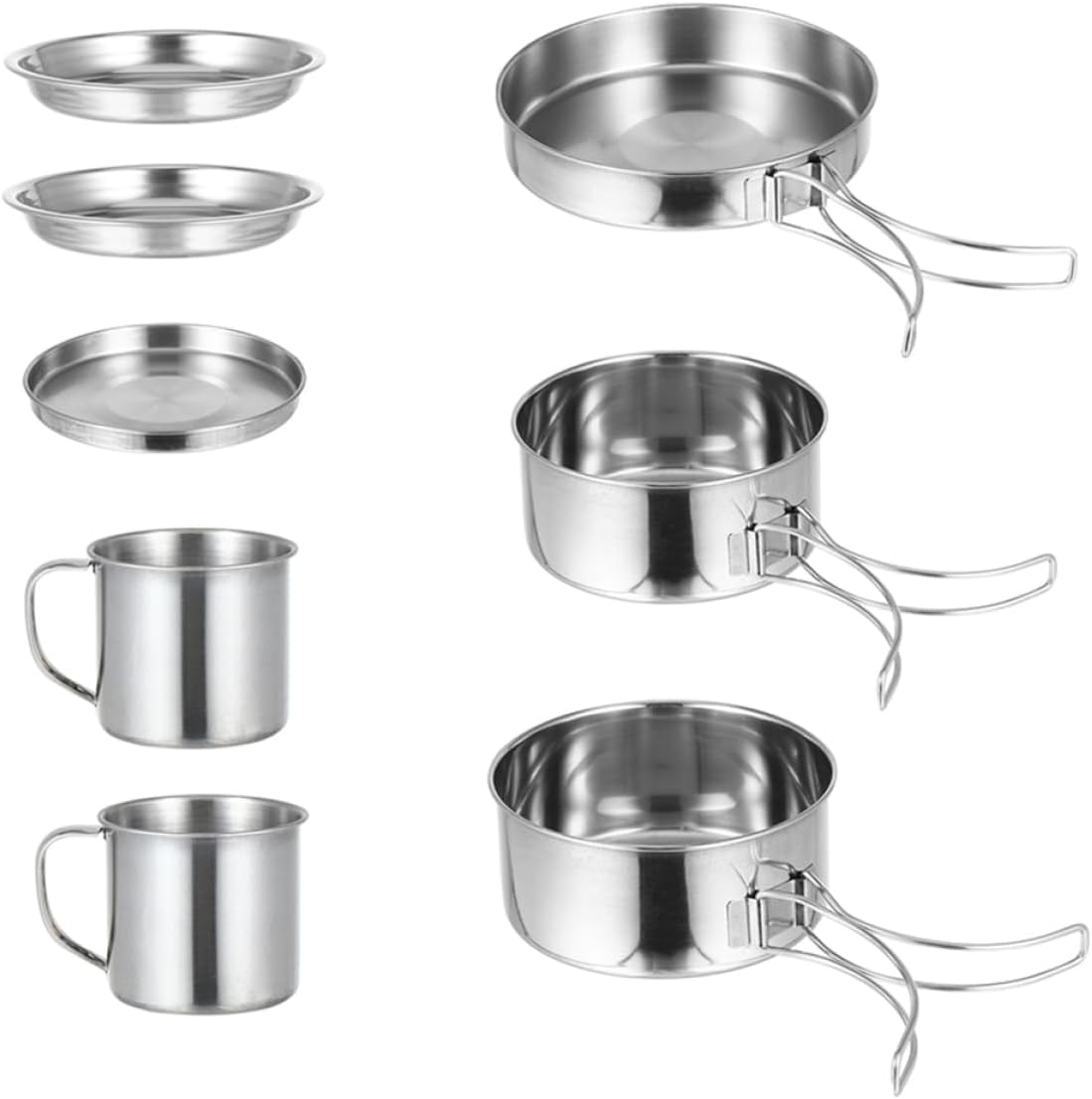 Stainless Steel Pot for Camping Folding Cookware Kit Frying Pan and Utensils for Barbecue and Picnic Cooking image number 1