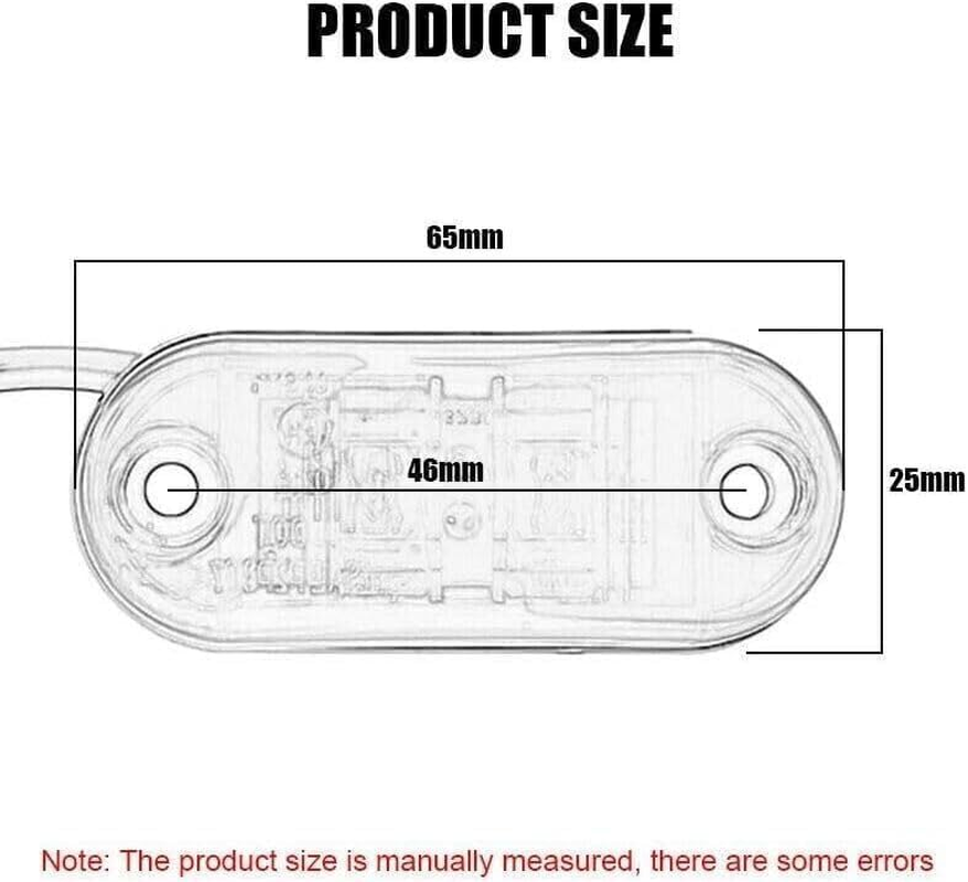 Leona Co 10 Pack 12V 2.5" Oval Led Truck Side Marker Light Surface Mount, Sealed Trailer Led Clearance and Side Marker Lights, Black Base, Rectangular Rectangle Led Lights (WHITE) image number 1