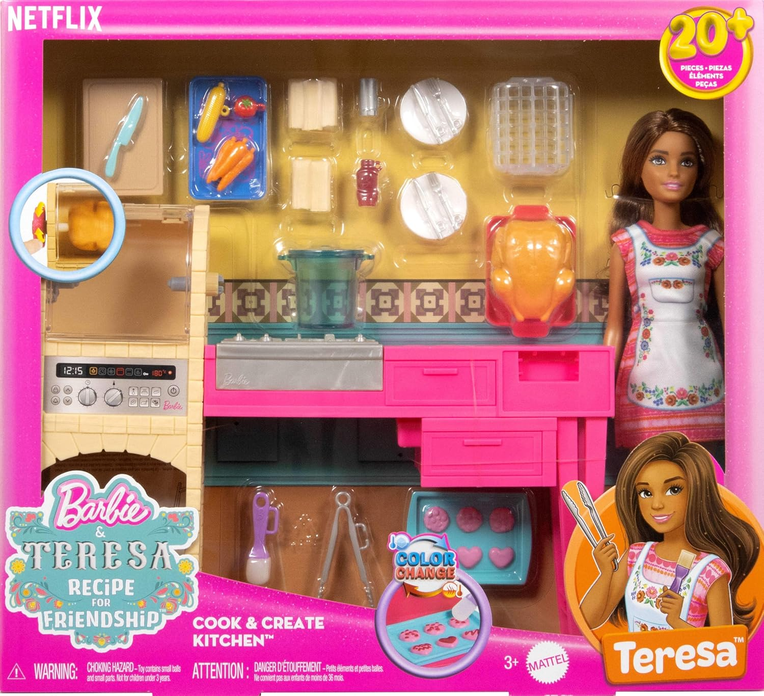 Barbie and Teresa Recipe for Friendship Teresa Fashion Doll & Kitchen Playset with 20+ Accessories Including Color-Change Cookies image number 2