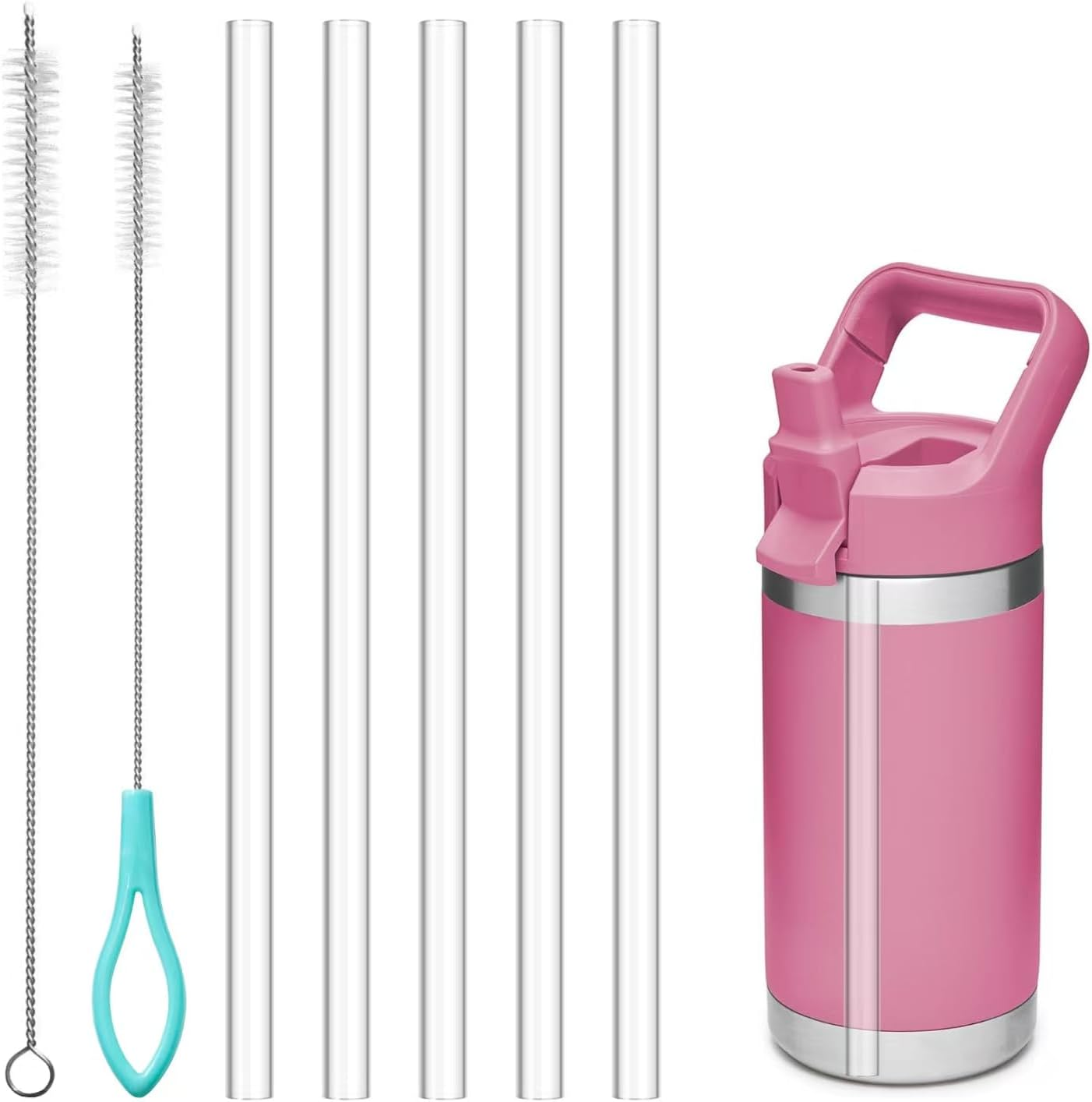 Diumepo Straws for Yeti Rambler Bottle - 5 Pcs Replacement Straws for 12 Oz, 18Oz, 26Oz, 36Oz, 64 Oz Insulated Bottles - Accessories with Cleaning Brush image number 2