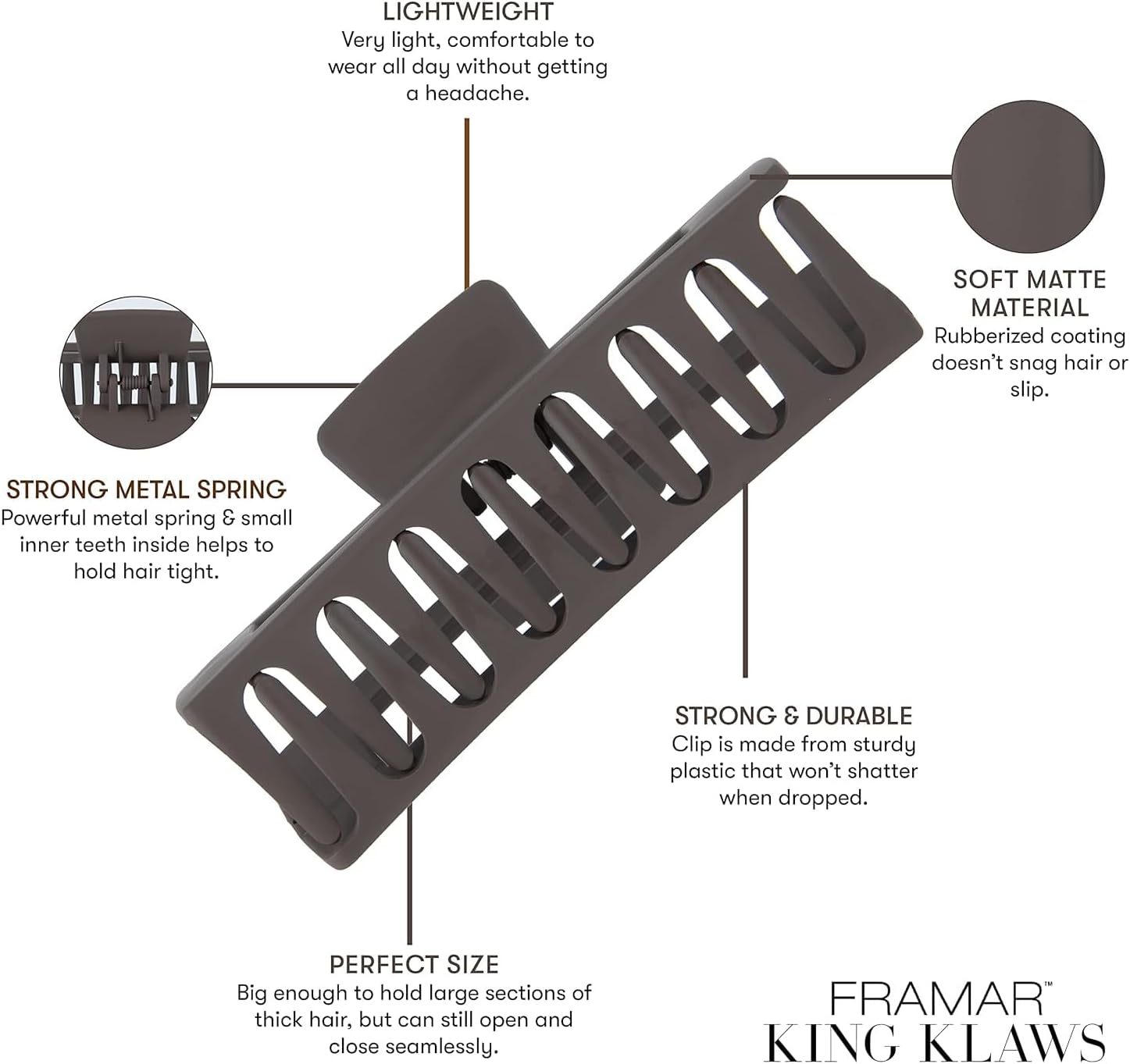 FRAMAR Large Claw Clips for Thick Hair Hair Claws for Thick Hair, Long Hair Claw Clips Variety Pack, Large Hair Clips for Thick Hair, Cute Claw Clips for Long Hair, Large Claw Clip image number 6