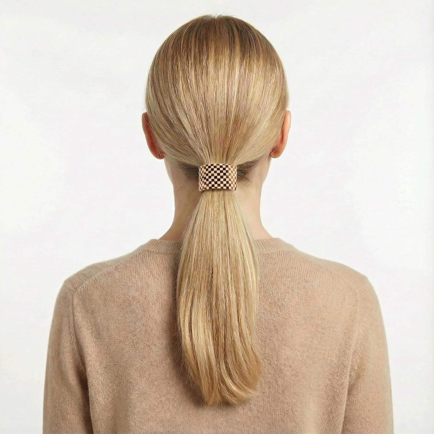 Qingoo Cellulose Acetate Elastic Hair Band Ponytail Holder Women'S Hair Accessories Headdress Elegant Hair Accessory 1 Piece (Checker) image number 4