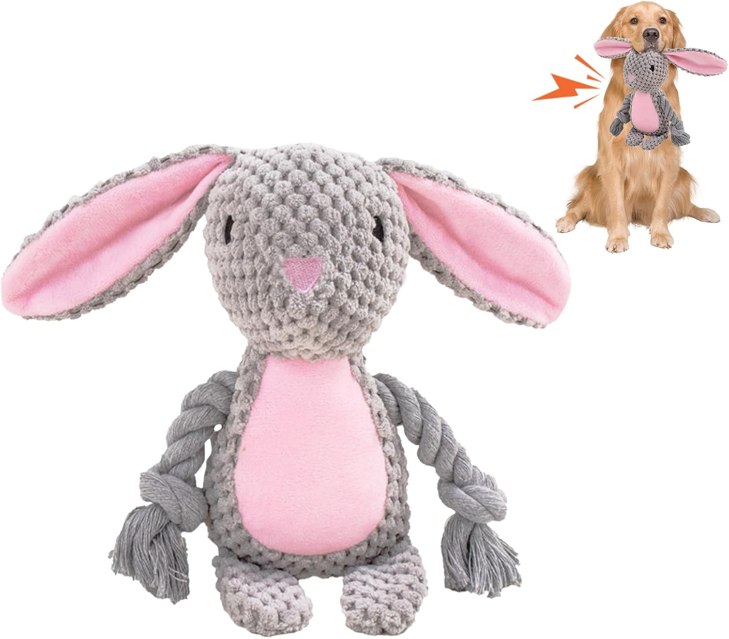 Wunive Easter Dog Toys,Easter Rabbit Bunny Egg Plush Squeaky Toys,Easter Rabbit Plush Squeaky Chew Toys for Small Dogs