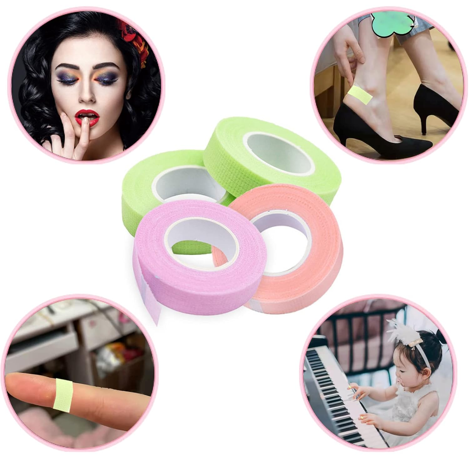 16 Rolls Eyelash Extension Tape,Hoinco Eyelash Tape Adhesive Fabric with Heart-Shaped Tape Dispenser Cutter image number 1
